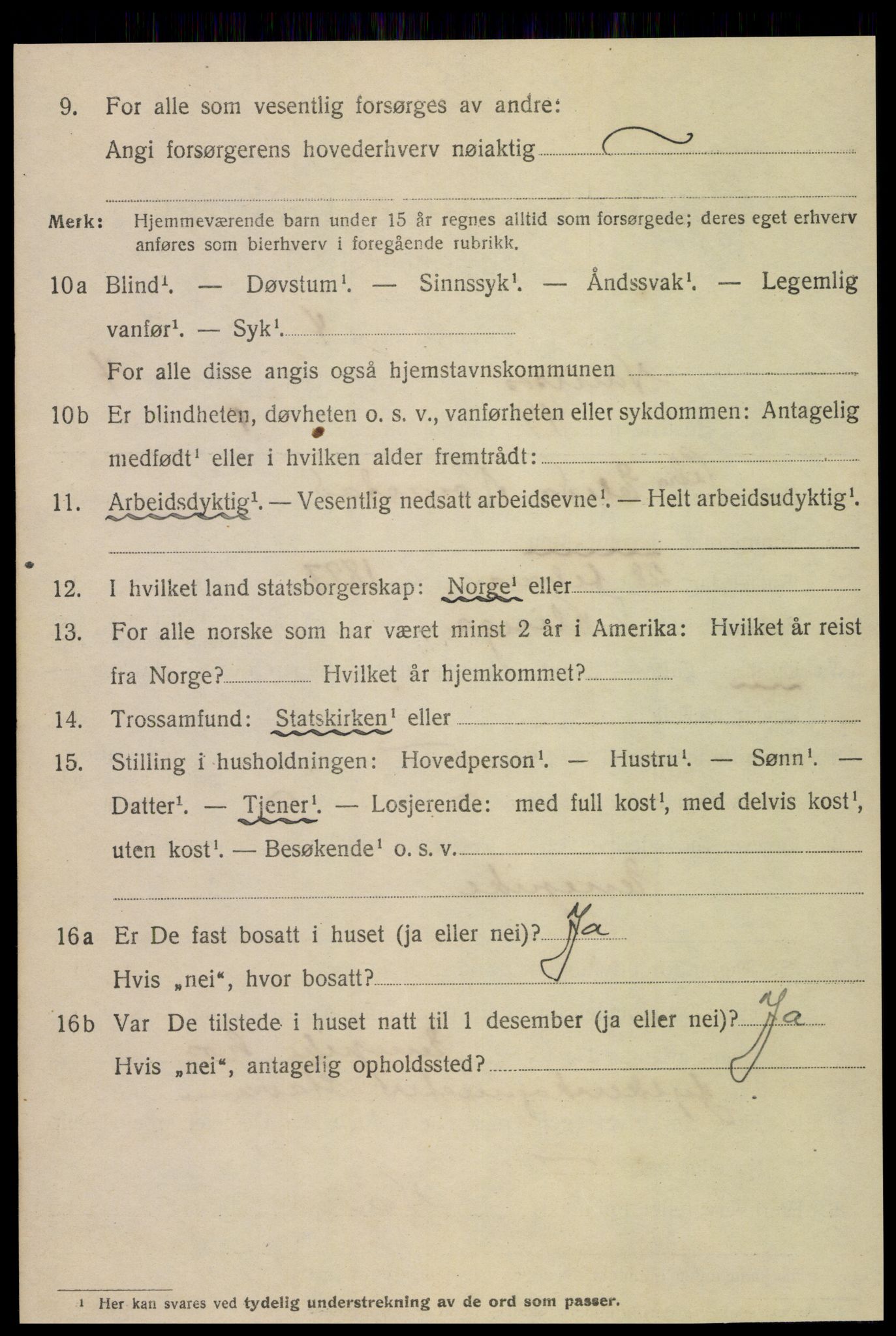 SAT, 1920 census for Namsos, 1920, p. 5622