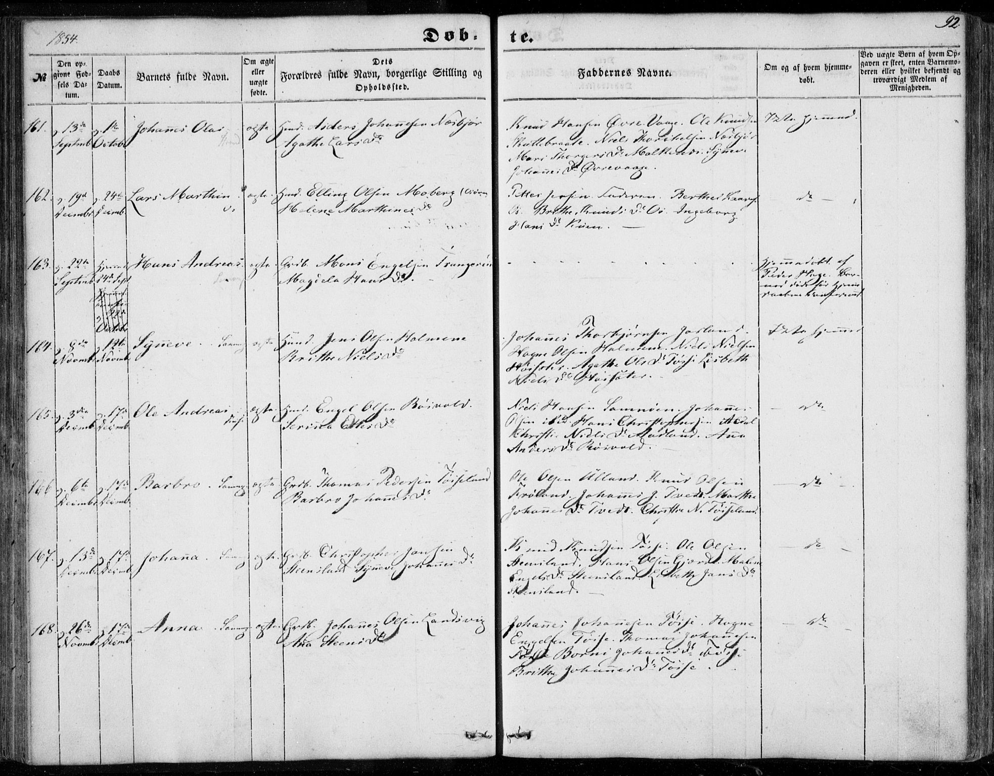 Os sokneprestembete, AV/SAB-A-99929: Parish register (official) no. A 16, 1851-1859, p. 92