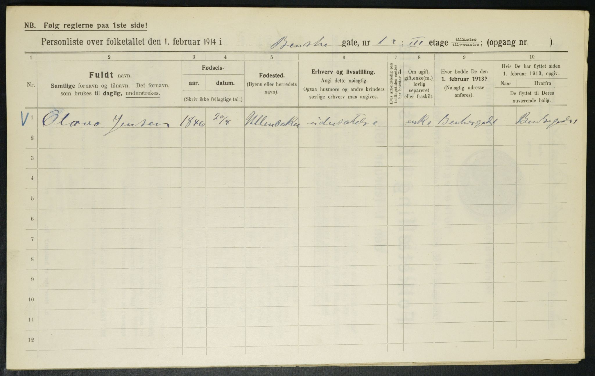 OBA, Municipal Census 1914 for Kristiania, 1914, p. 3511