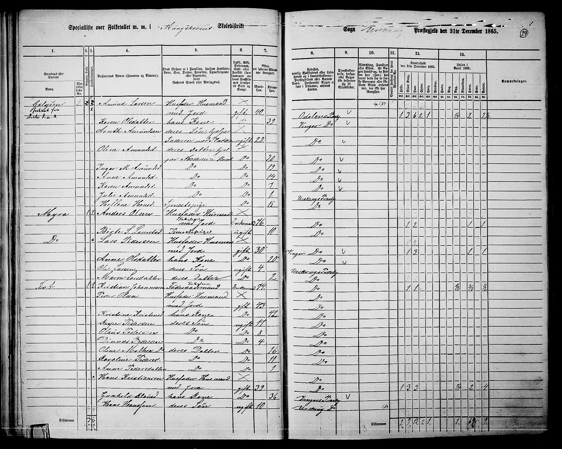 RA, 1865 census for Aurskog, 1865, p. 28