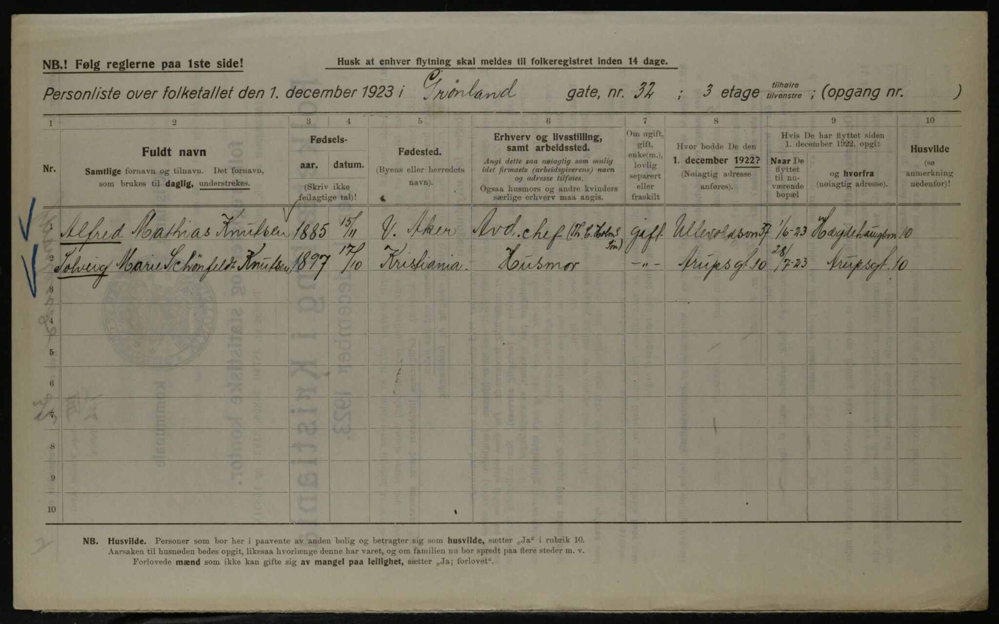 OBA, Municipal Census 1923 for Kristiania, 1923, p. 35357