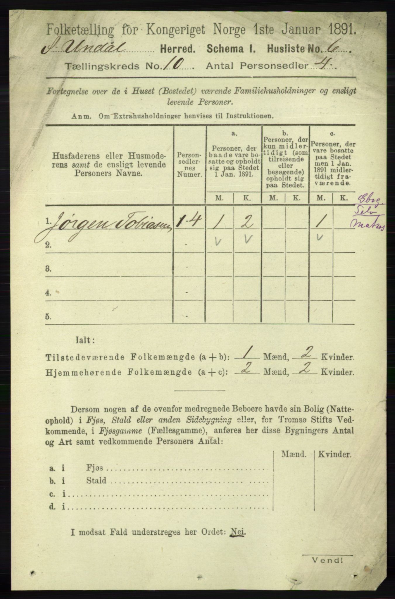 RA, 1891 census for 1029 Sør-Audnedal, 1891, p. 4288