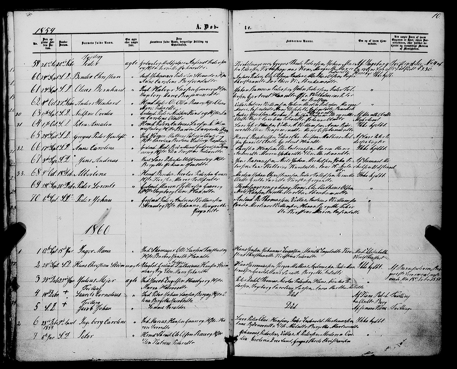 Kvæfjord sokneprestkontor, SATØ/S-1323/G/Ga/Gaa/L0004kirke: Parish register (official) no. 4, 1857-1877, p. 10