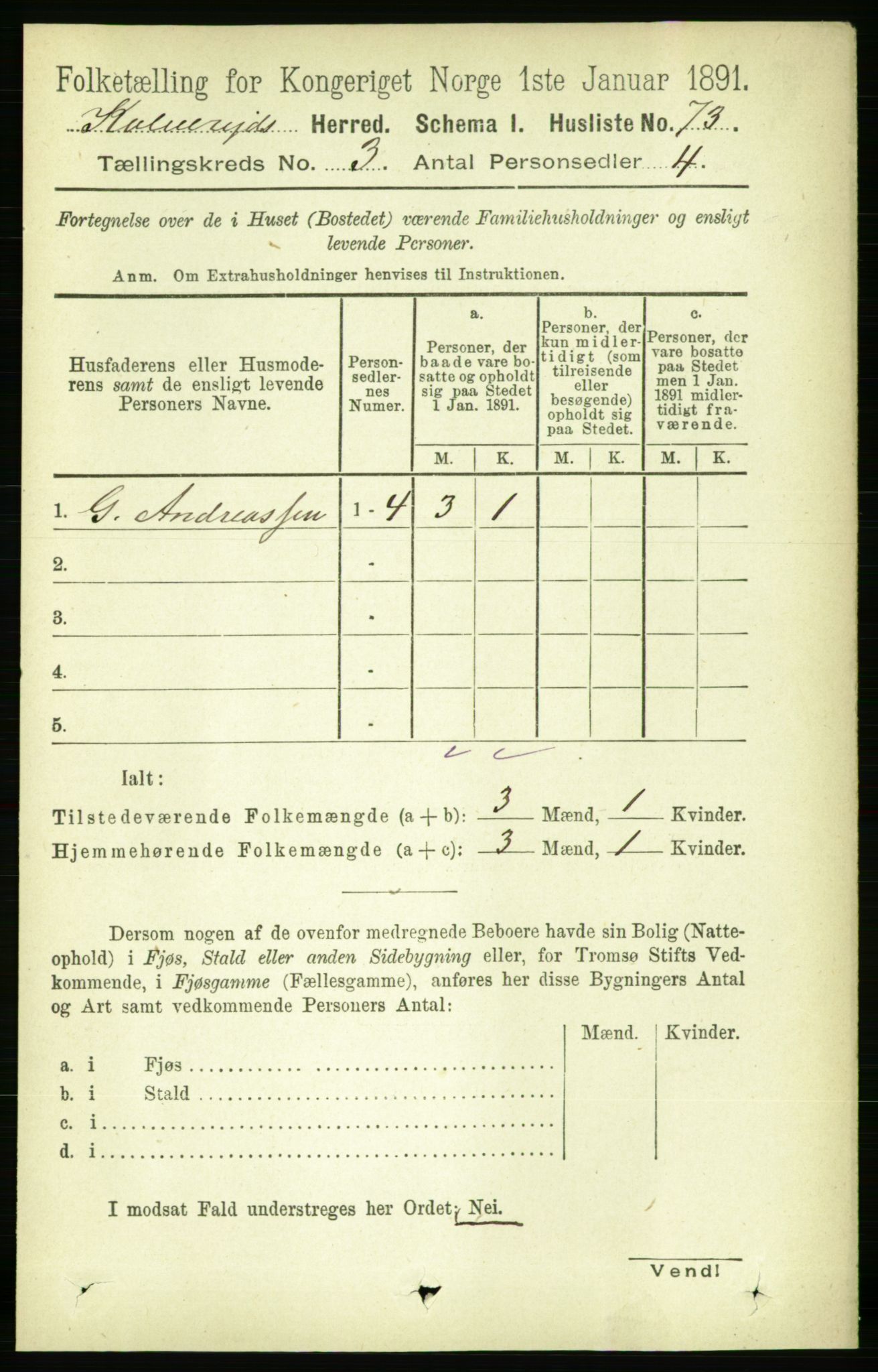 RA, 1891 census for 1752 Kolvereid, 1891, p. 876