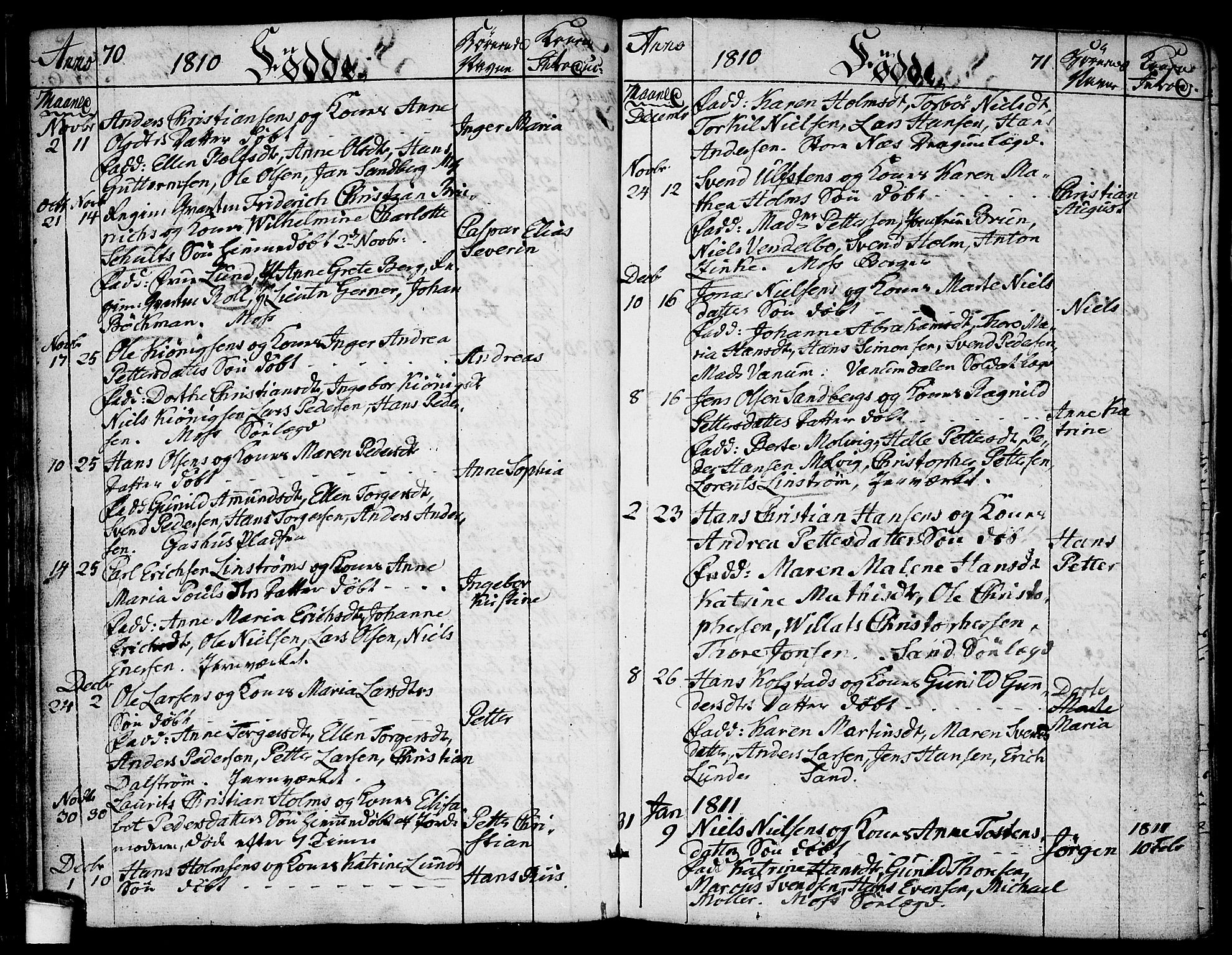 Moss prestekontor Kirkebøker, AV/SAO-A-2003/F/Fa/L0003: Parish register (official) no. I 3, 1779-1814, p. 70-71