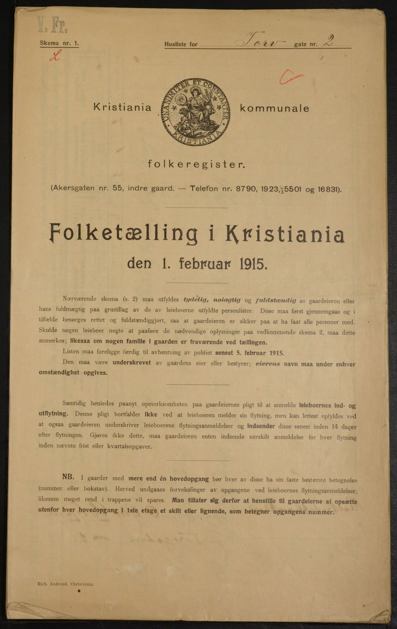 OBA, Municipal Census 1915 for Kristiania, 1915, p. 114216
