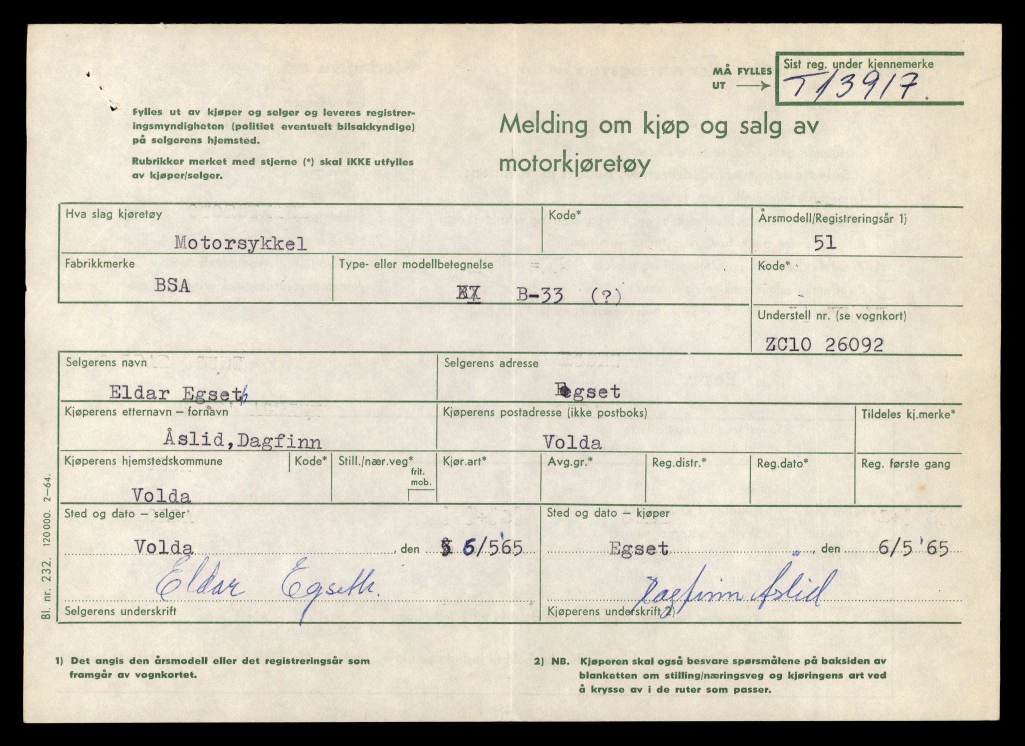 Møre og Romsdal vegkontor - Ålesund trafikkstasjon, AV/SAT-A-4099/F/Fe/L0042: Registreringskort for kjøretøy T 13906 - T 14079, 1927-1998, p. 132