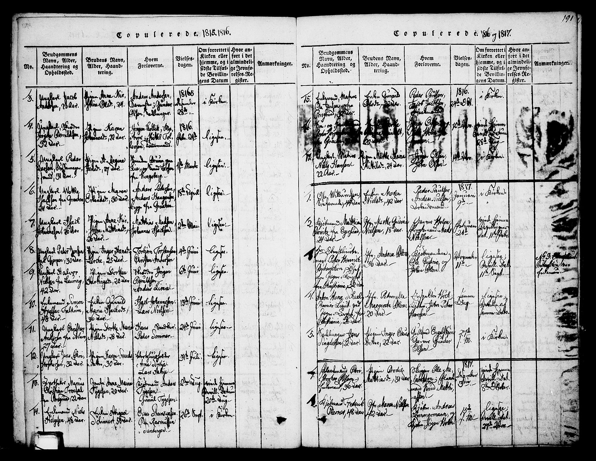 Skien kirkebøker, SAKO/A-302/F/Fa/L0005: Parish register (official) no. 5, 1814-1843, p. 191