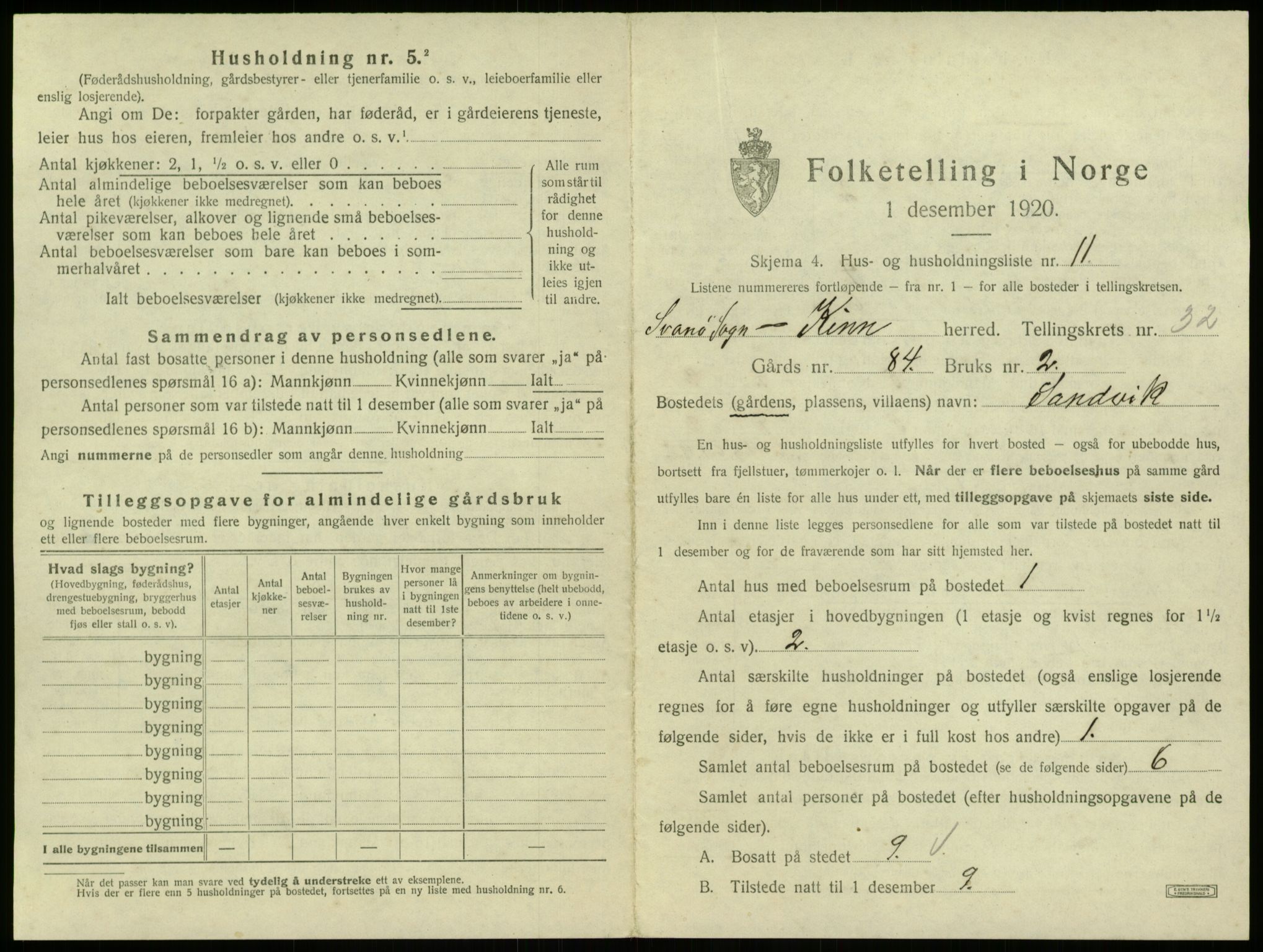 SAB, 1920 census for Kinn, 1920, p. 1581