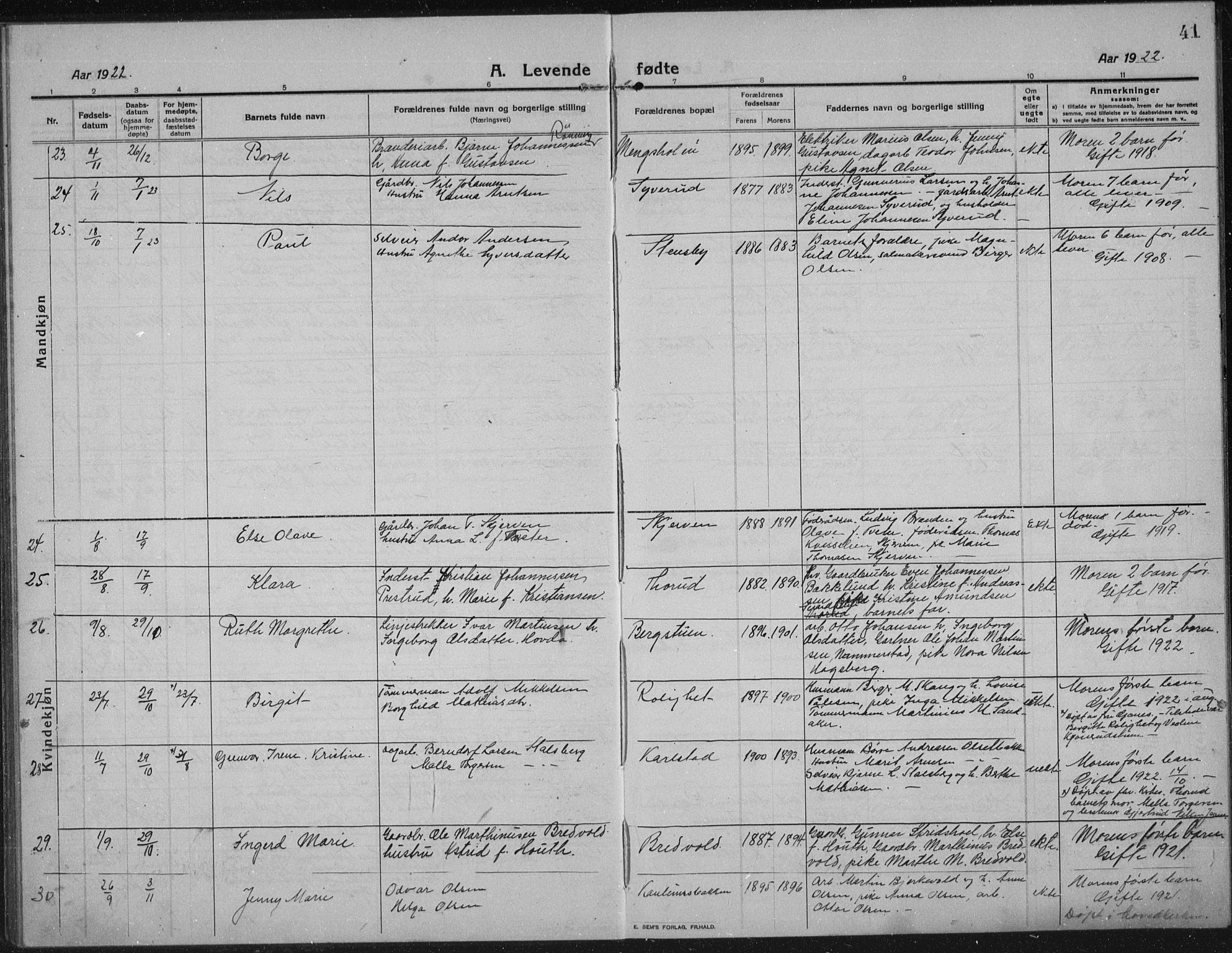 Nes prestekontor, Hedmark, AV/SAH-PREST-020/L/La/L0009: Parish register (copy) no. 9, 1913-1936, p. 41