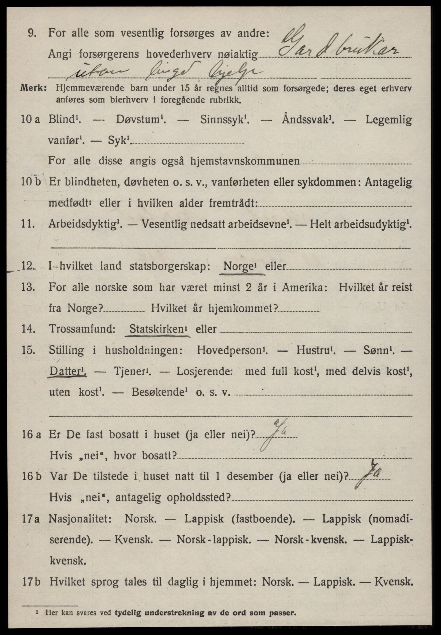 SAT, 1920 census for Hølonda, 1920, p. 2344