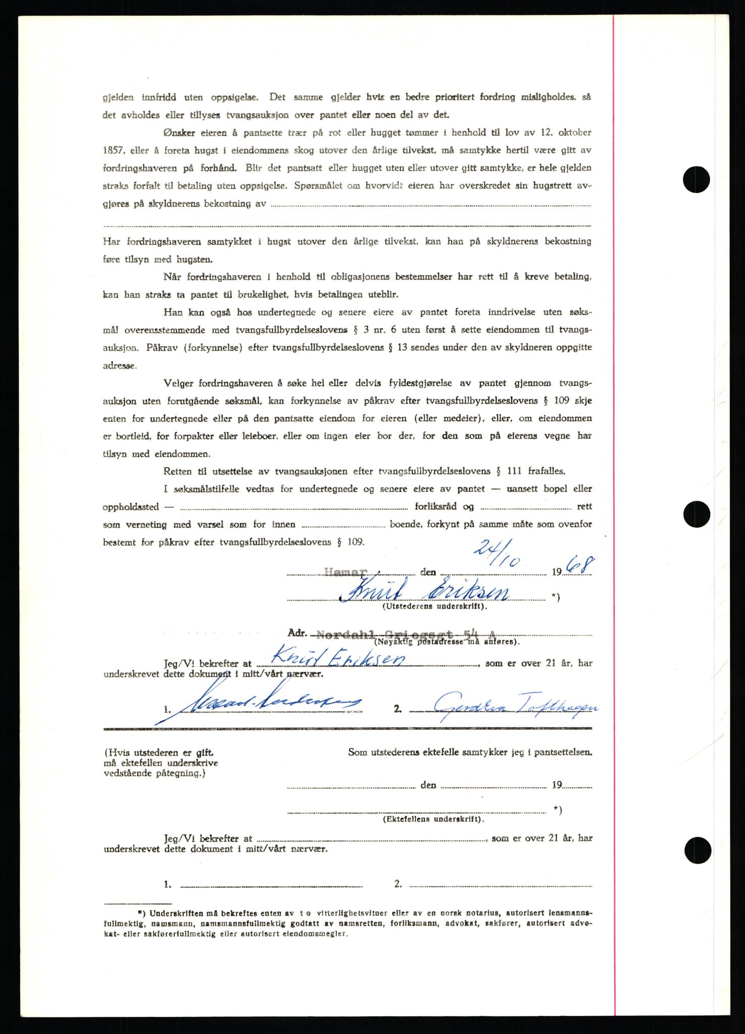 Nord-Hedmark sorenskriveri, AV/SAH-TING-012/H/Hb/Hbf/L0077: Mortgage book no. B77, 1968-1969, Diary no: : 6108/1968