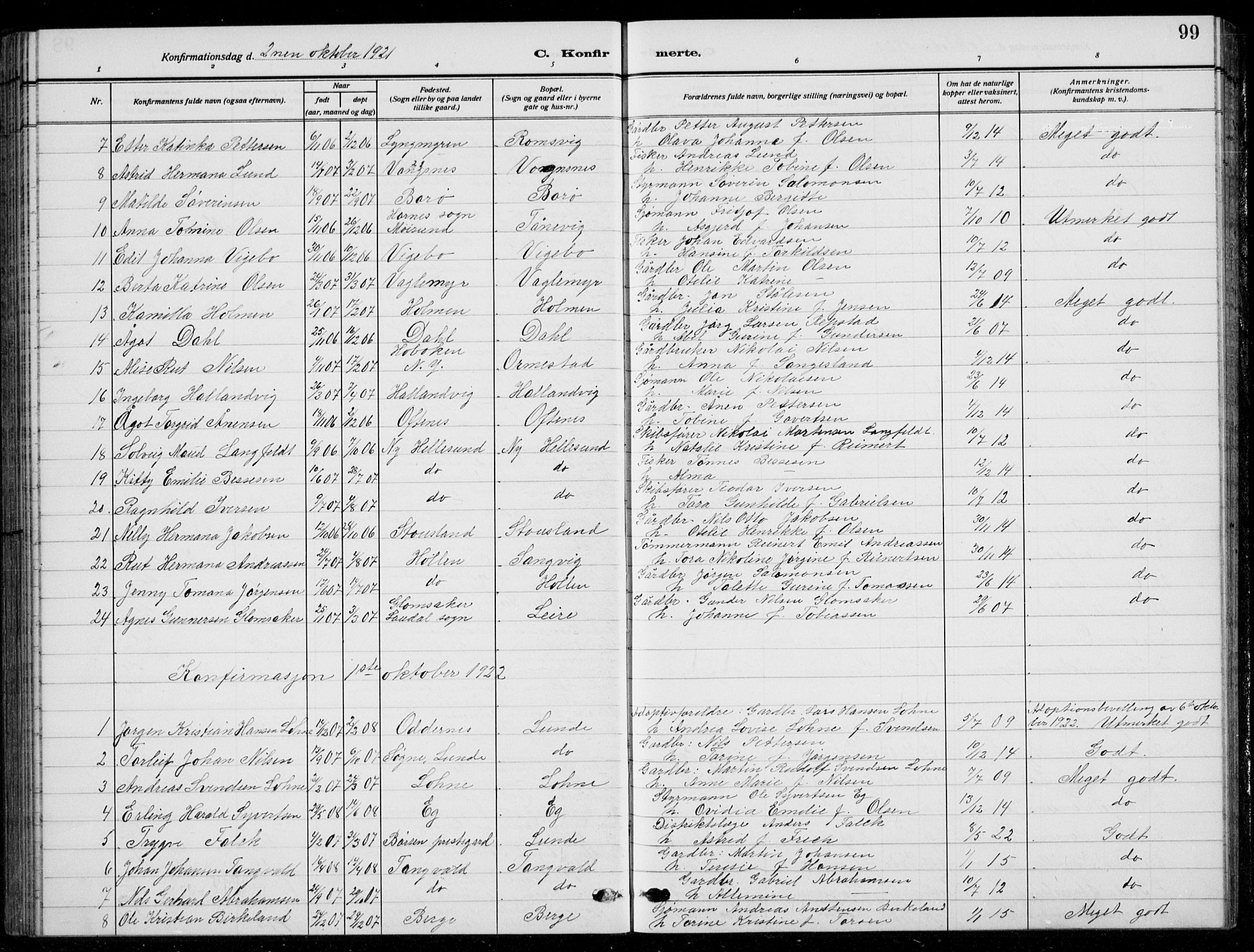 Søgne sokneprestkontor, SAK/1111-0037/F/Fb/Fbb/L0007: Parish register (copy) no. B 7, 1912-1931, p. 99