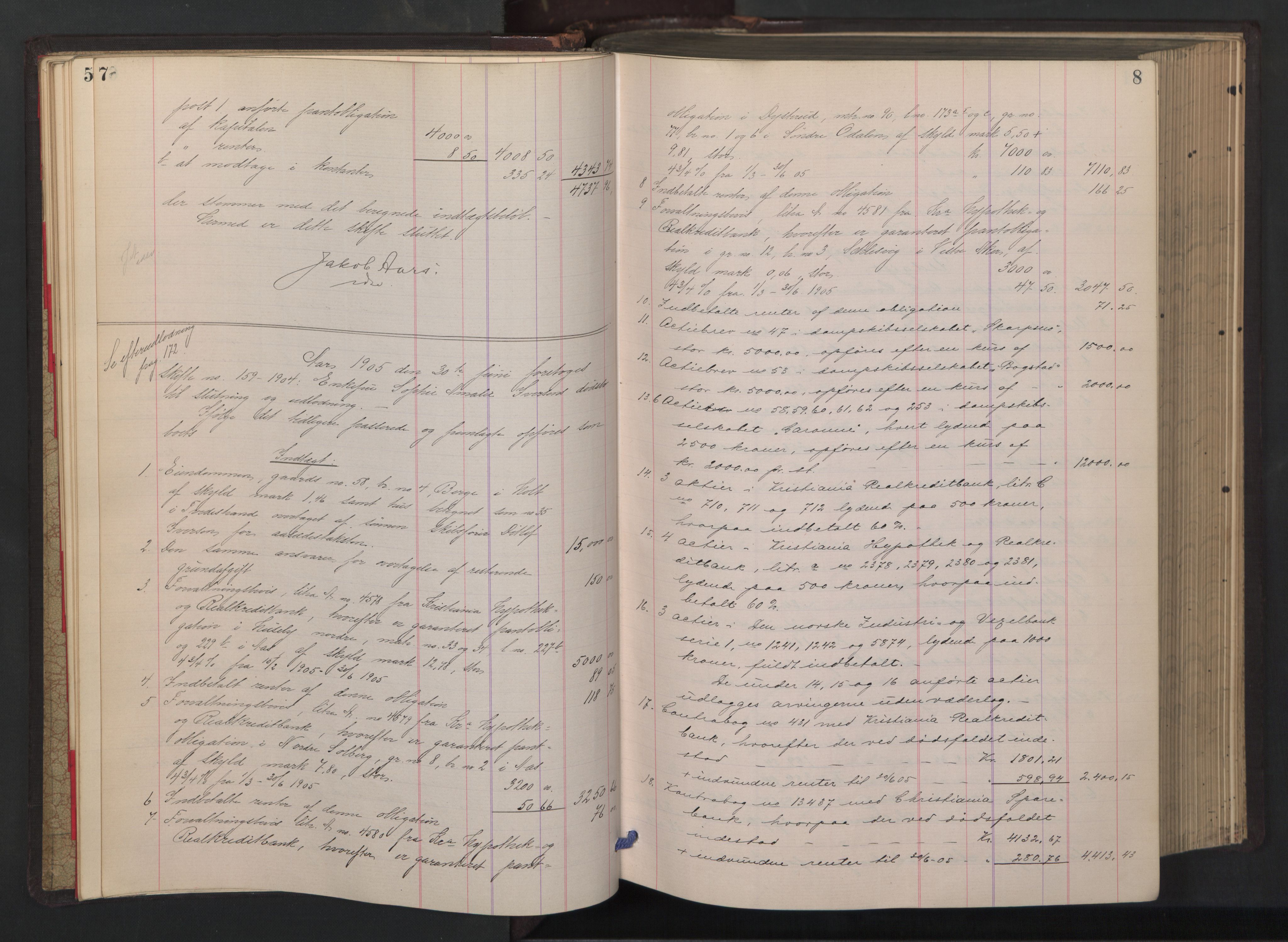 Oslo skifterett, AV/SAO-A-10383/H/Hd/Hdb/L0005: Skifteutlodningsprotokoll, 1905-1907, p. 7-8