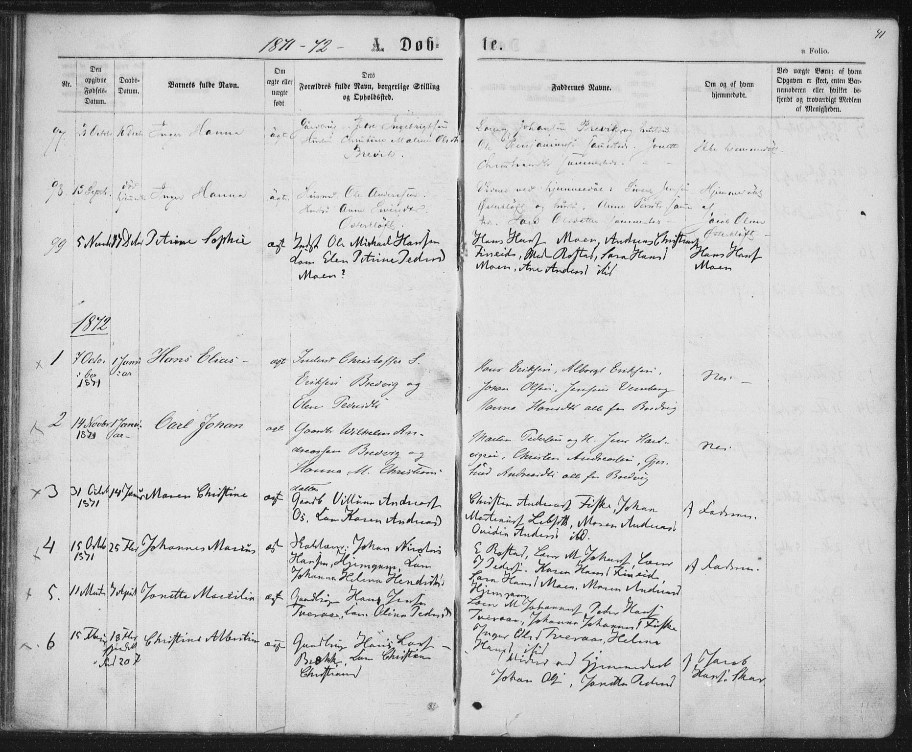 Ministerialprotokoller, klokkerbøker og fødselsregistre - Nordland, SAT/A-1459/852/L0739: Parish register (official) no. 852A09, 1866-1877, p. 41