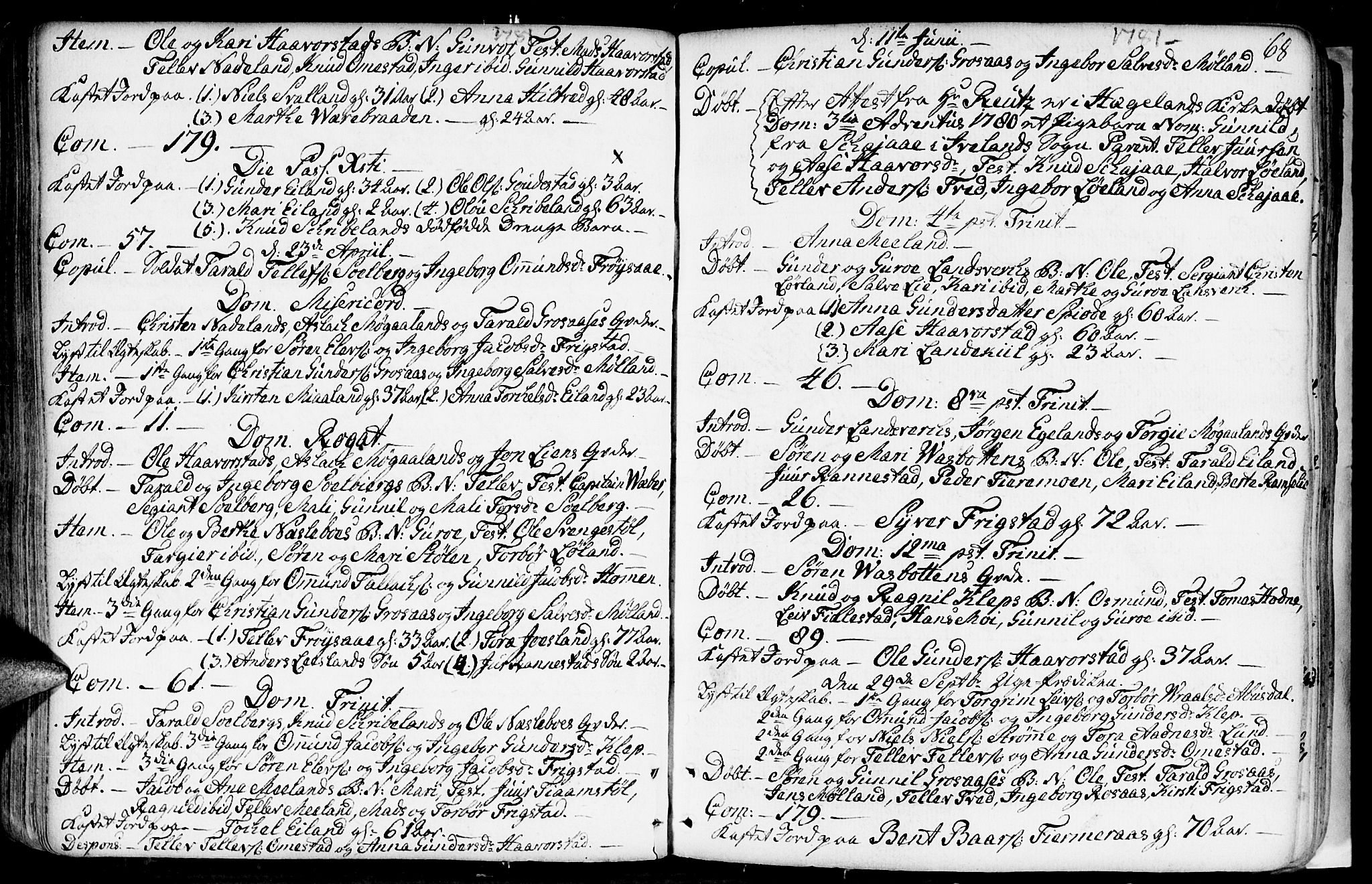 Evje sokneprestkontor, AV/SAK-1111-0008/F/Fa/Fac/L0002: Parish register (official) no. A 2, 1765-1816, p. 68
