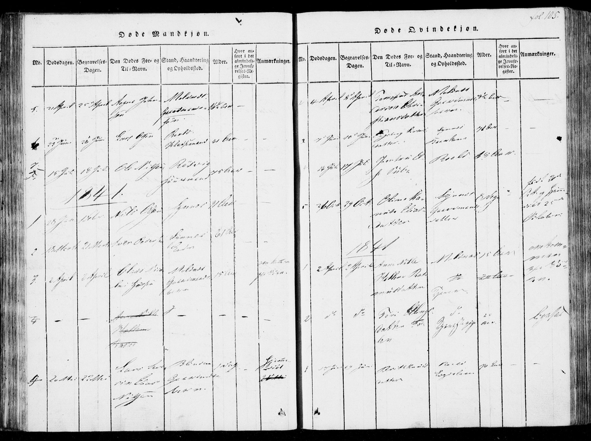 Ministerialprotokoller, klokkerbøker og fødselsregistre - Møre og Romsdal, AV/SAT-A-1454/537/L0517: Parish register (official) no. 537A01, 1818-1862, p. 105