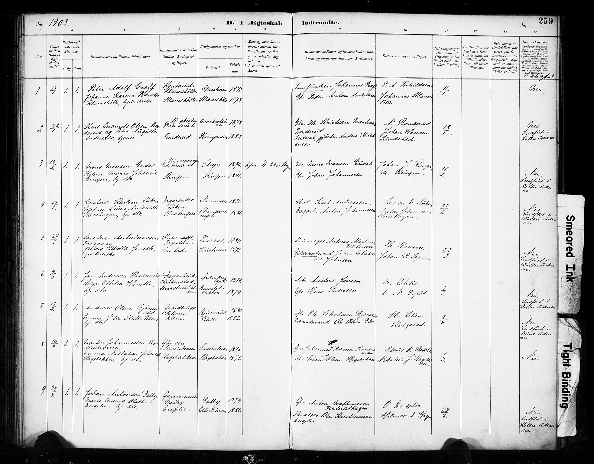 Vestre Toten prestekontor, SAH/PREST-108/H/Ha/Haa/L0011: Parish register (official) no. 11, 1895-1906, p. 259