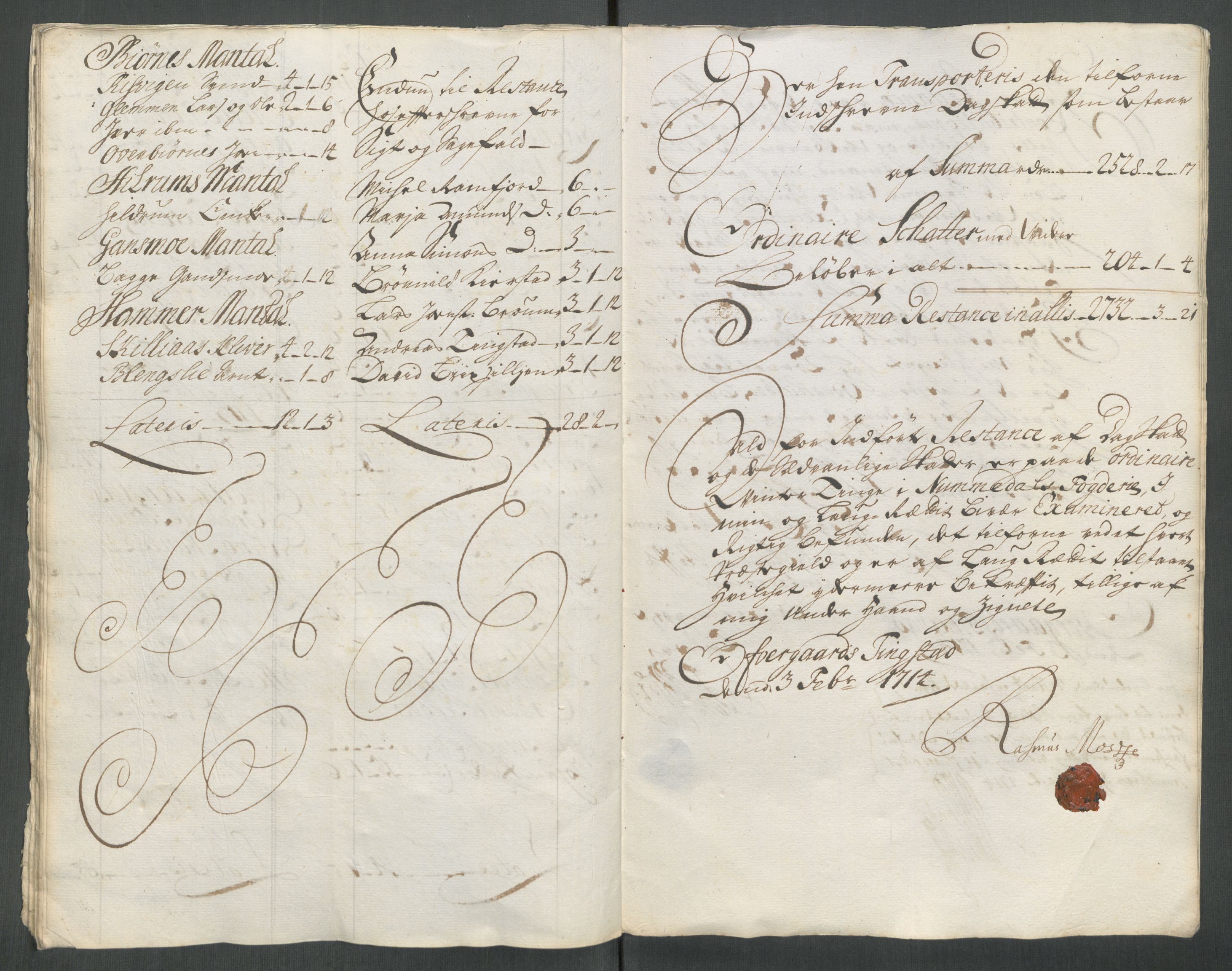 Rentekammeret inntil 1814, Reviderte regnskaper, Fogderegnskap, AV/RA-EA-4092/R64/L4434: Fogderegnskap Namdal, 1713, p. 265