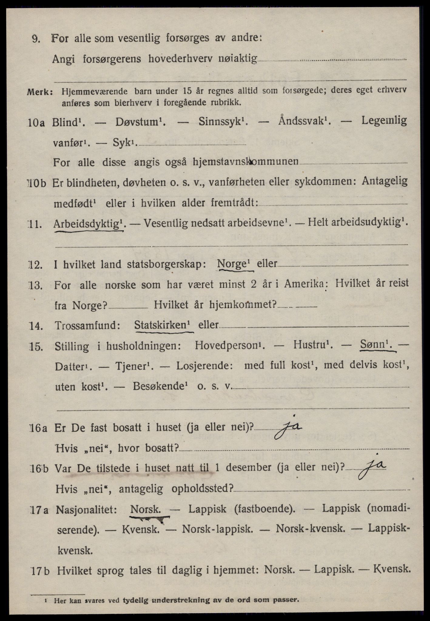 SAT, 1920 census for Å, 1920, p. 2067