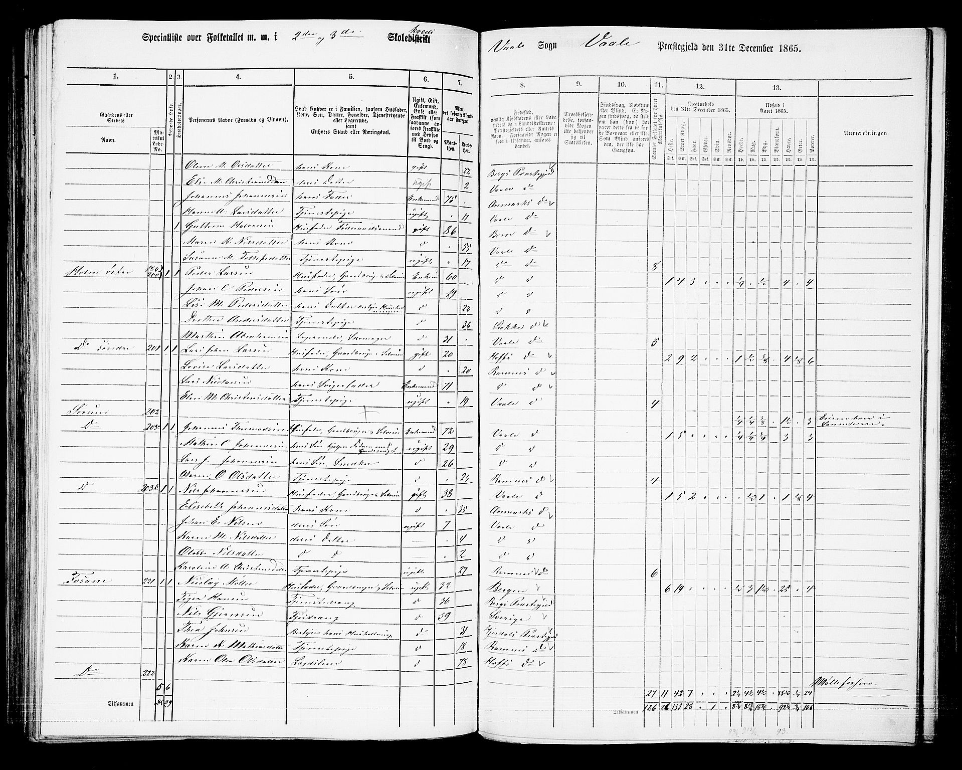 RA, 1865 census for Våle, 1865, p. 74