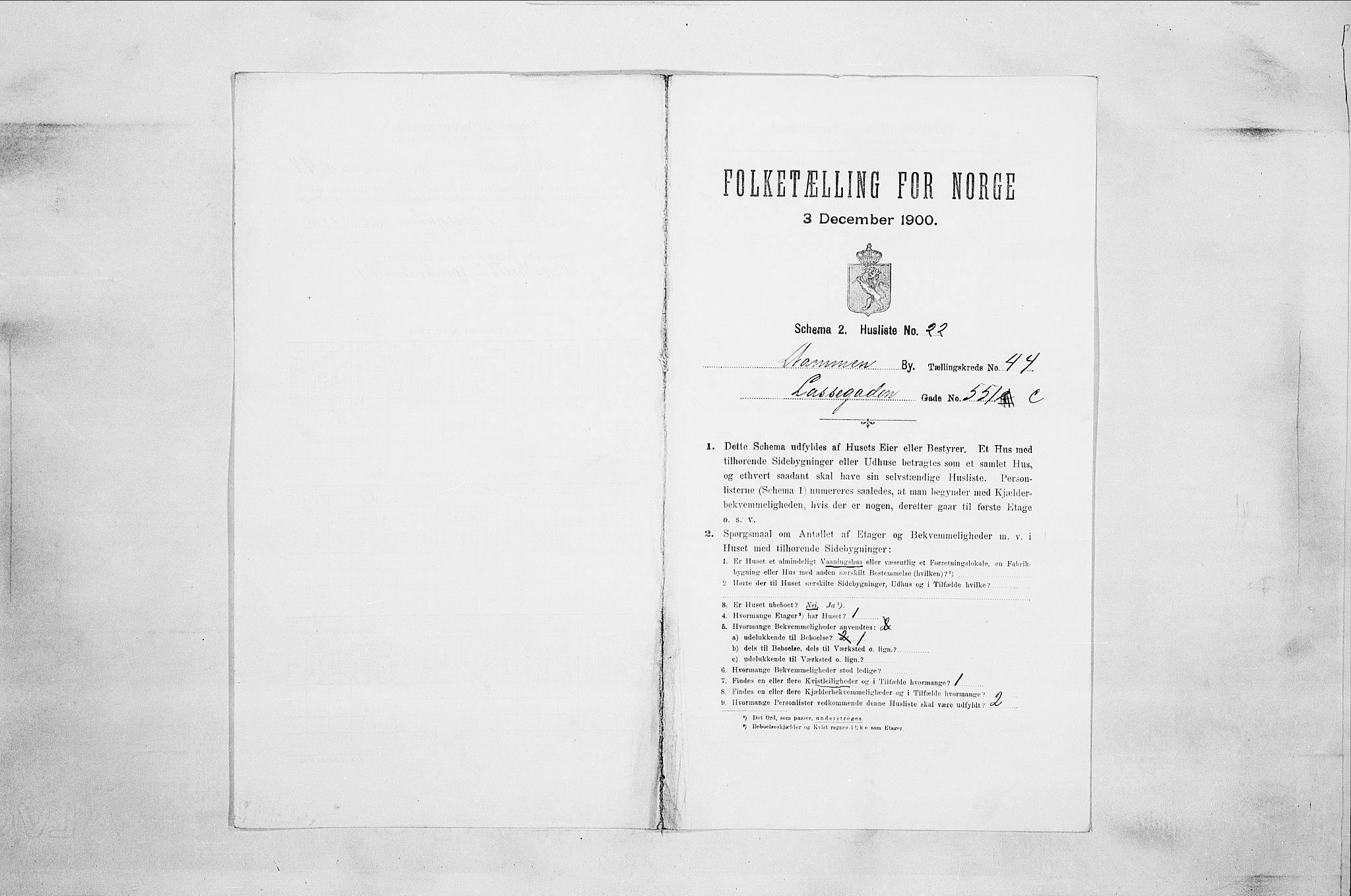 RA, 1900 census for Drammen, 1900, p. 7580