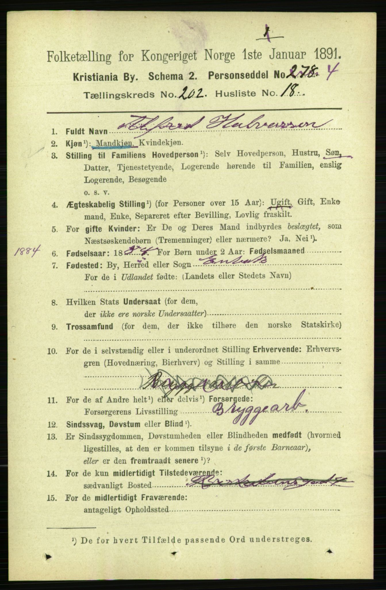 RA, 1891 census for 0301 Kristiania, 1891, p. 121802