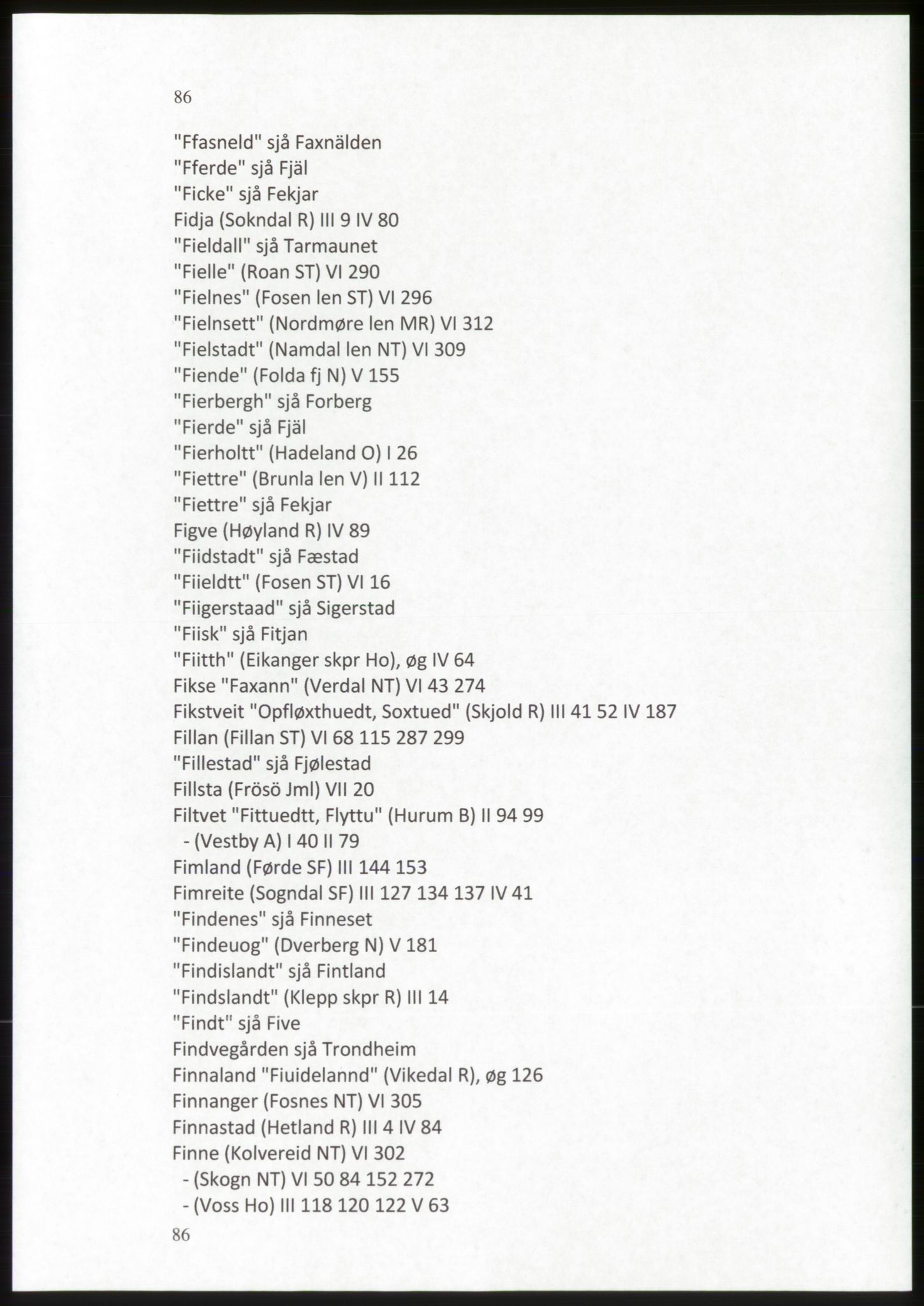 Publikasjoner utgitt av Arkivverket, PUBL/PUBL-001/C/0009: Stedsnavnregister, 1548-1567, p. 86