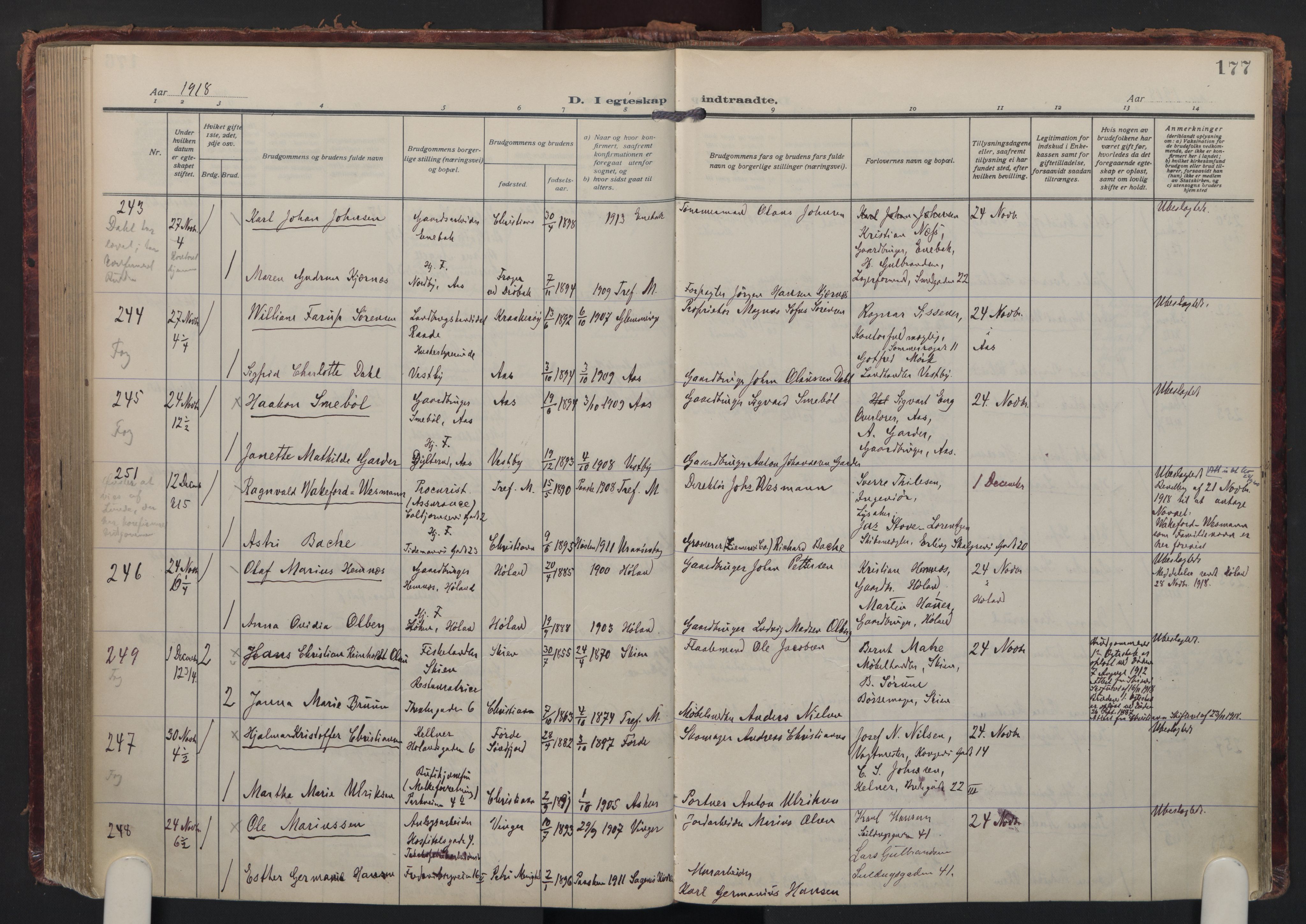 Trefoldighet prestekontor Kirkebøker, SAO/A-10882/F/Fc/L0007: Parish register (official) no. III 7, 1914-1920, p. 177