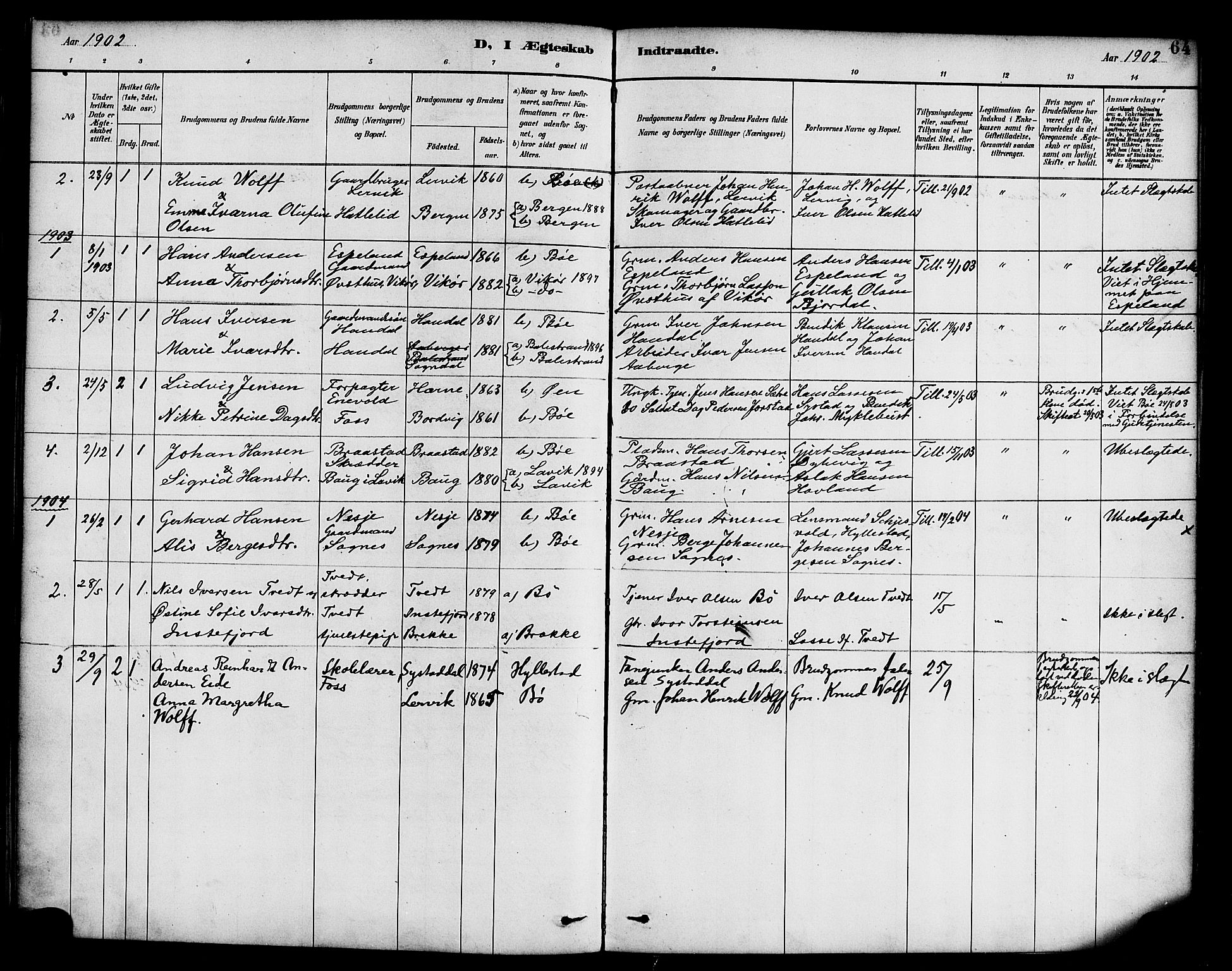 Hyllestad sokneprestembete, SAB/A-80401: Parish register (official) no. C 1, 1886-1904, p. 64