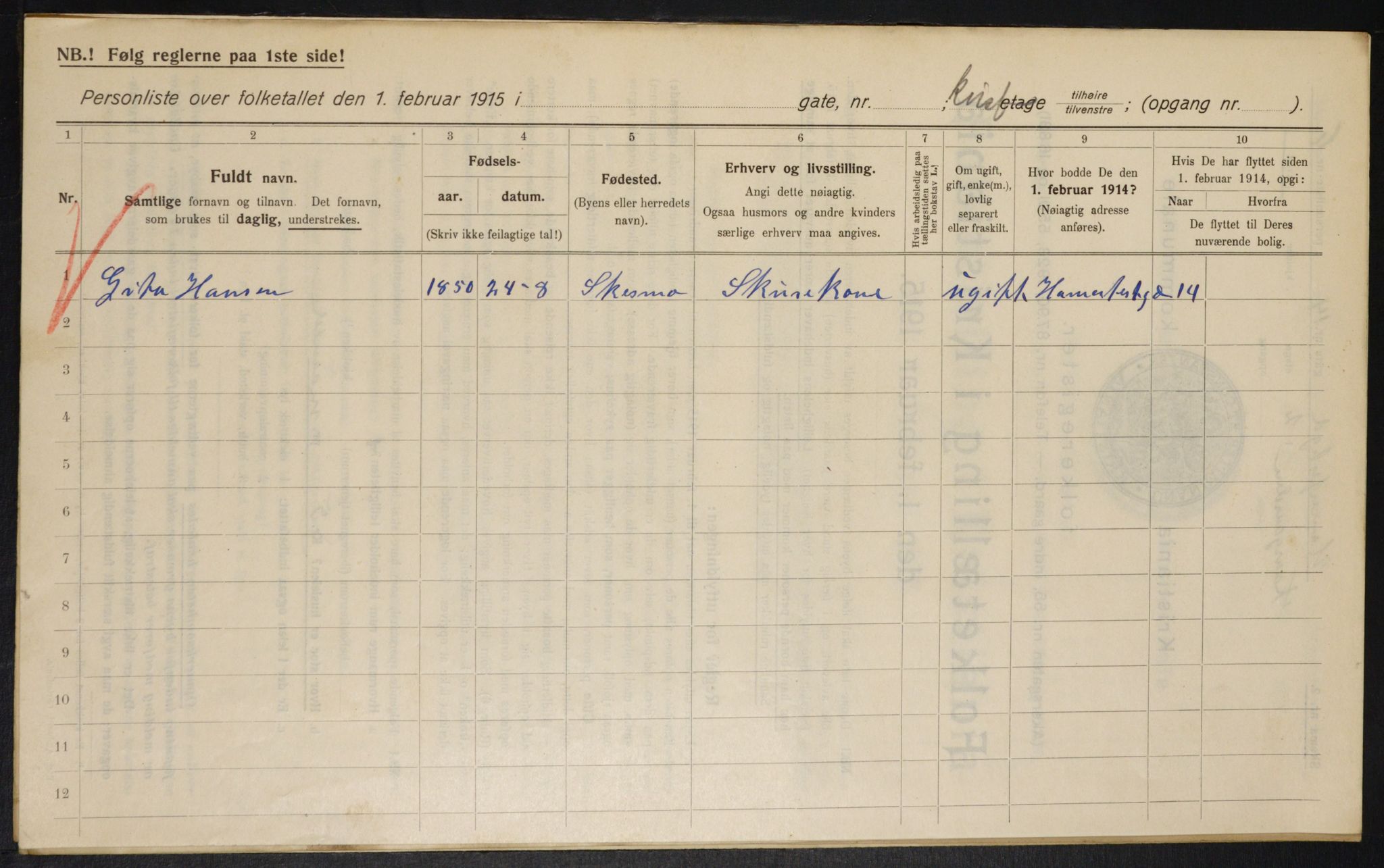 OBA, Municipal Census 1915 for Kristiania, 1915, p. 33940