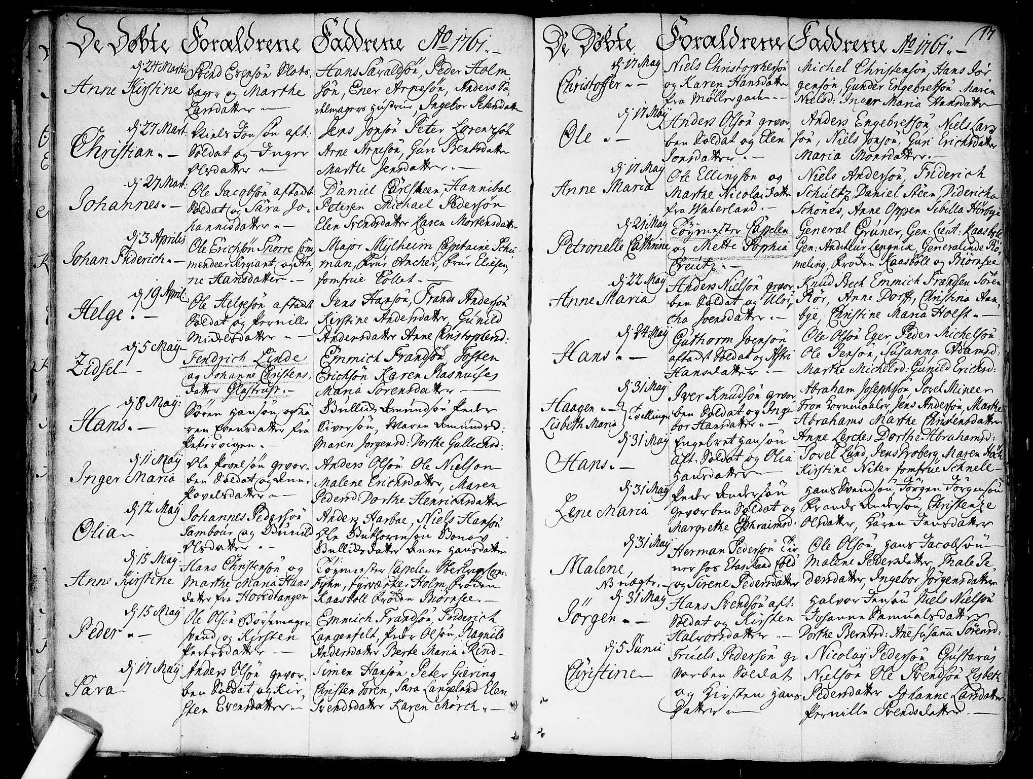 Garnisonsmenigheten Kirkebøker, SAO/A-10846/F/Fa/L0002: Parish register (official) no. 2, 1757-1776, p. 17