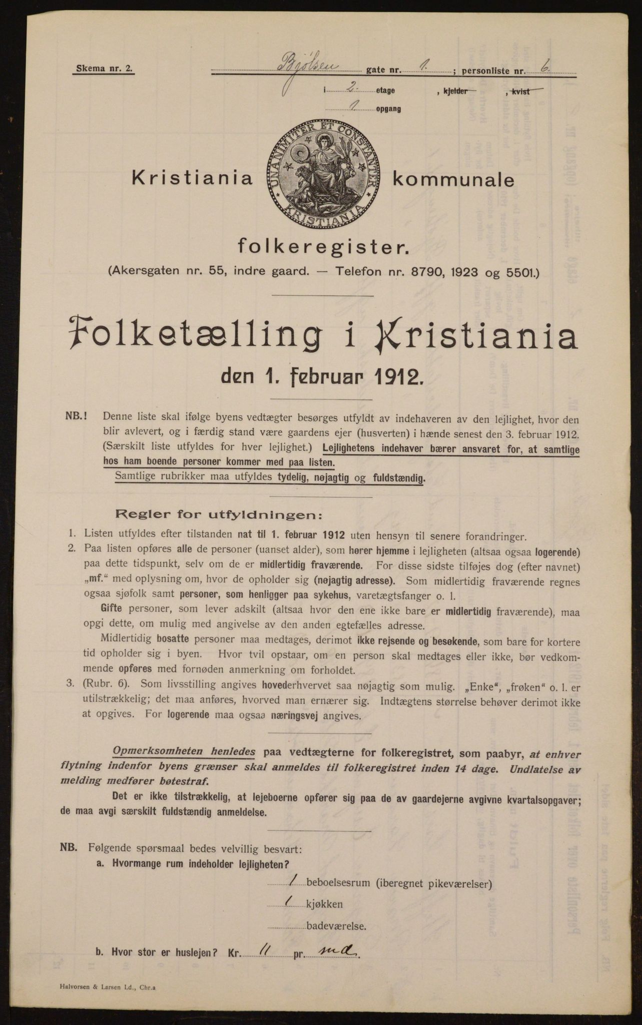 OBA, Municipal Census 1912 for Kristiania, 1912, p. 6294