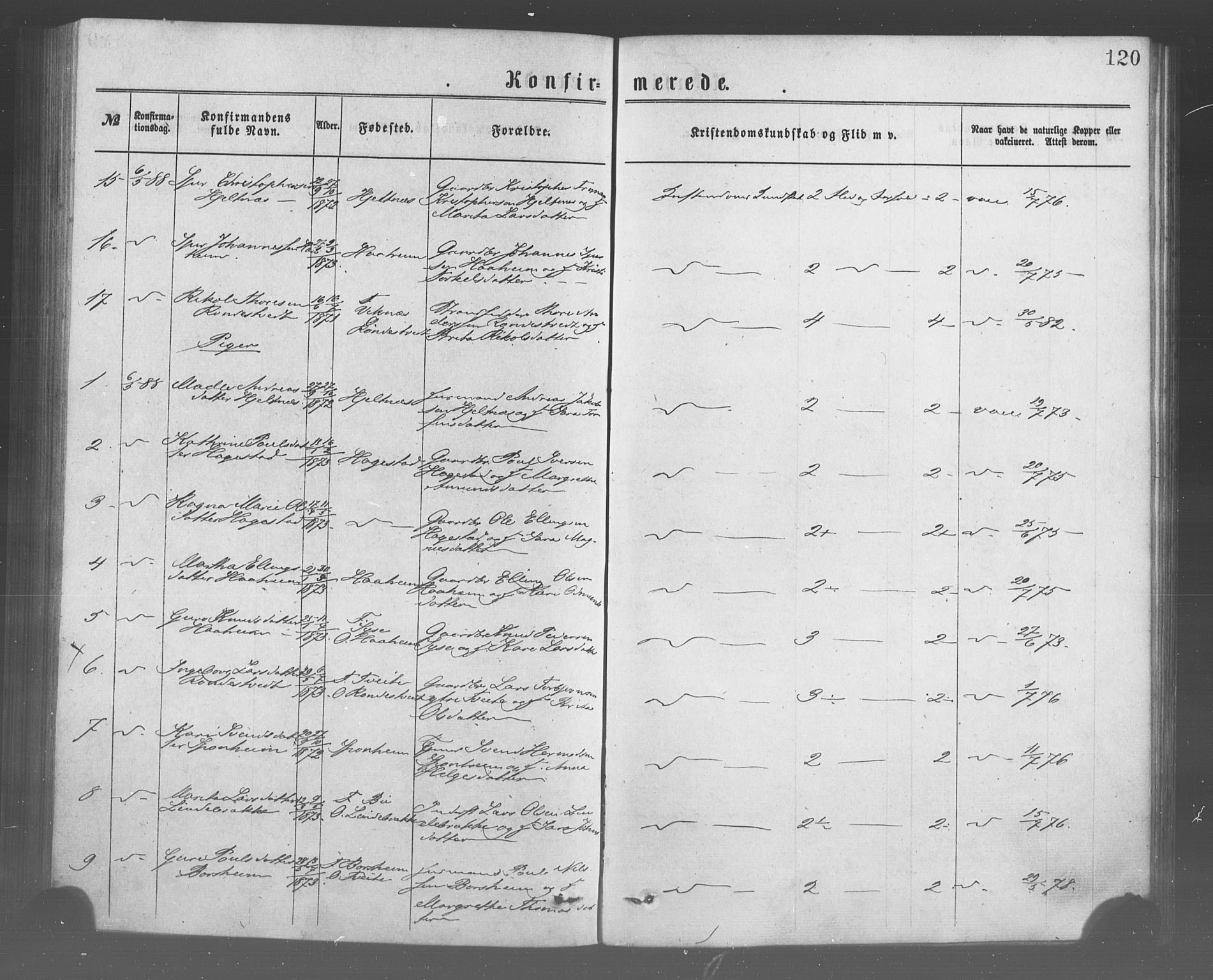 Ulvik sokneprestembete, AV/SAB-A-78801/H/Haa: Parish register (official) no. A 17, 1873-1891, p. 120