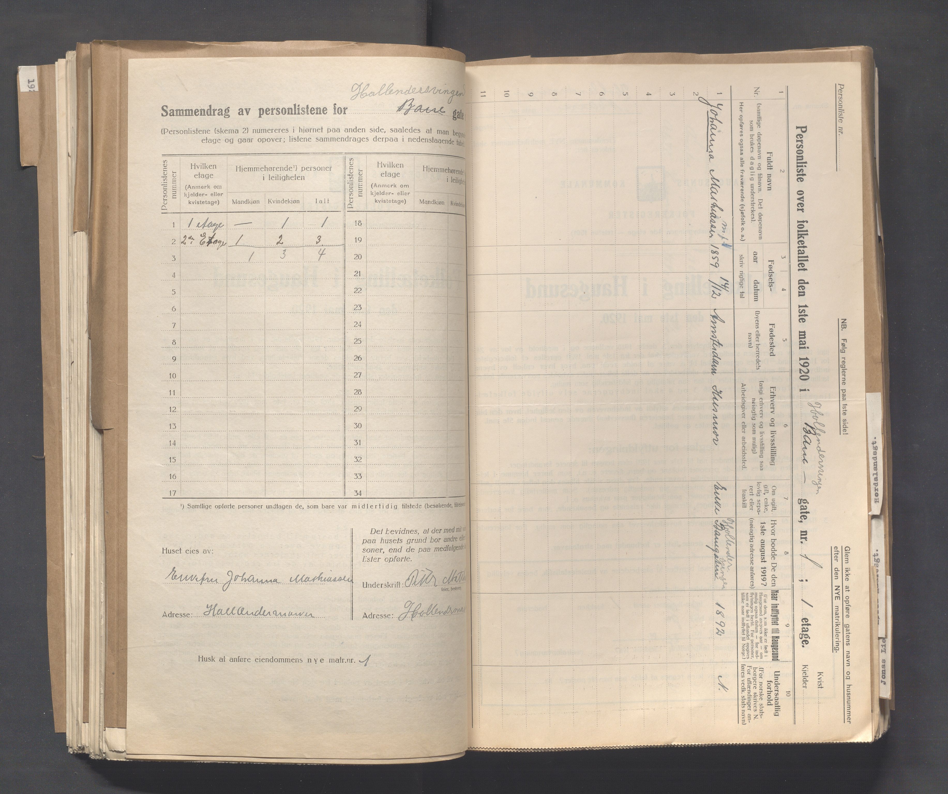 IKAR, Local census 1.5.1920 for Haugesund, 1920, p. 2176