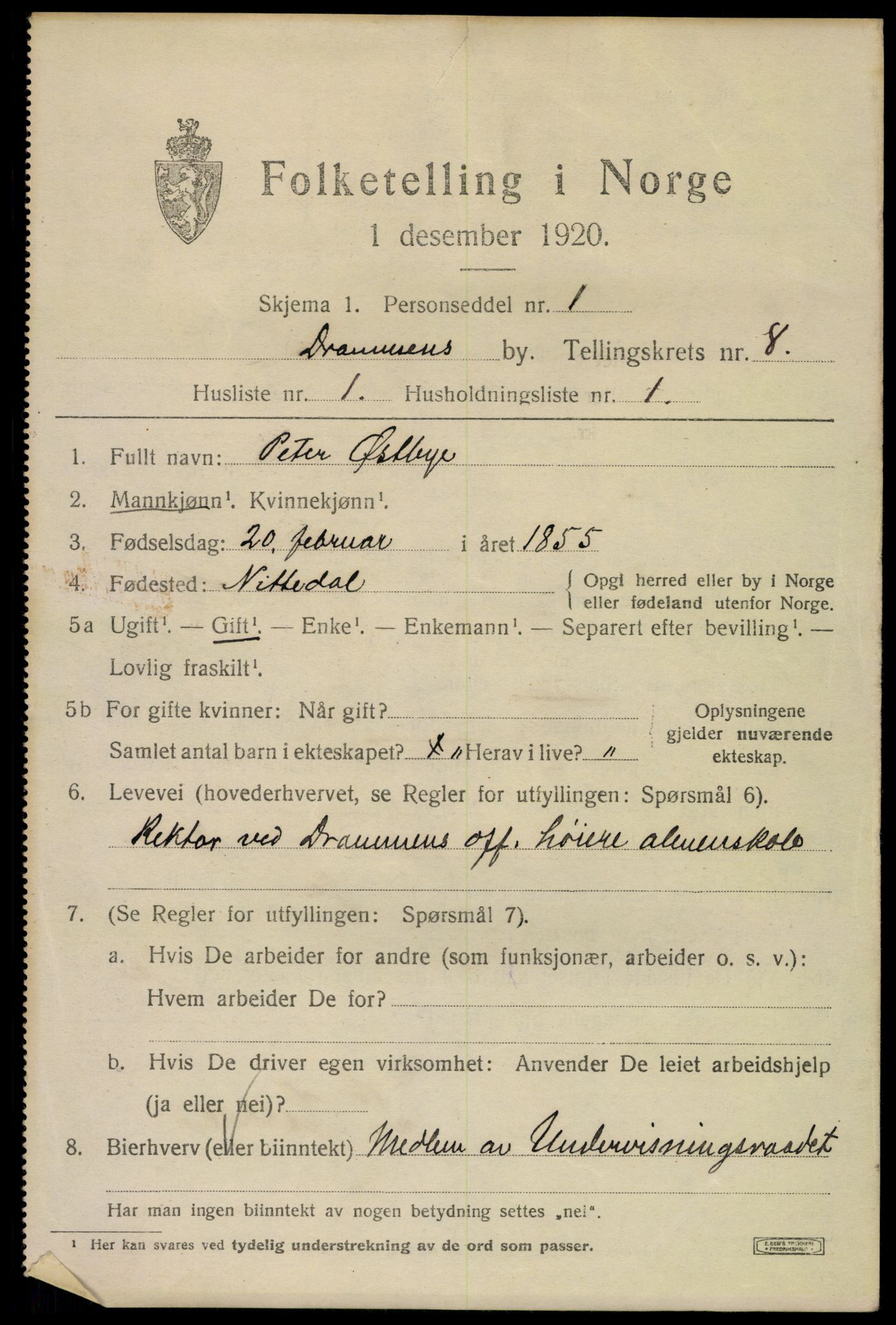 SAKO, 1920 census for Drammen, 1920, p. 53059