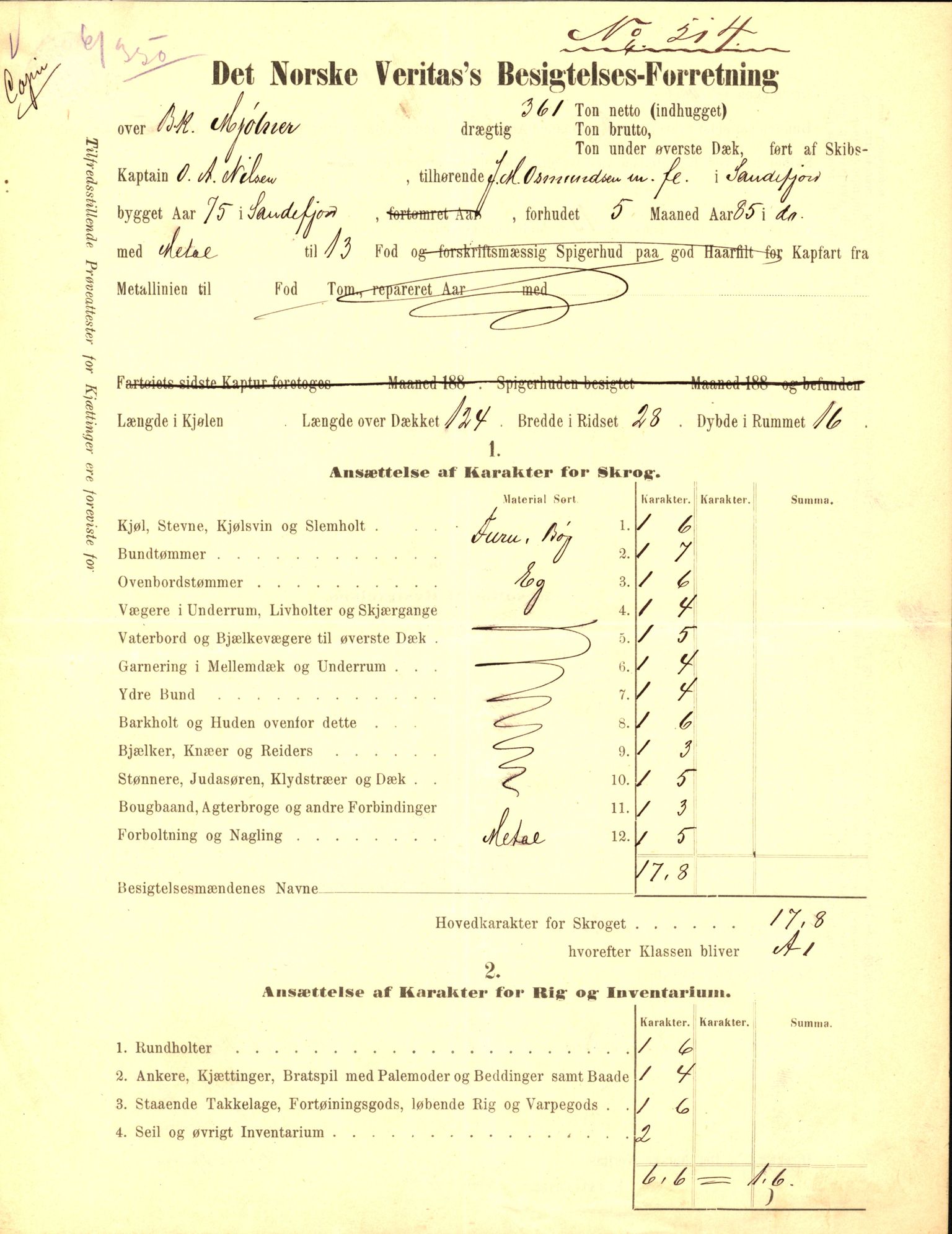 Pa 63 - Østlandske skibsassuranceforening, VEMU/A-1079/G/Ga/L0022/0007: Havaridokumenter / Nyassa, Mjølner, 1888, p. 111