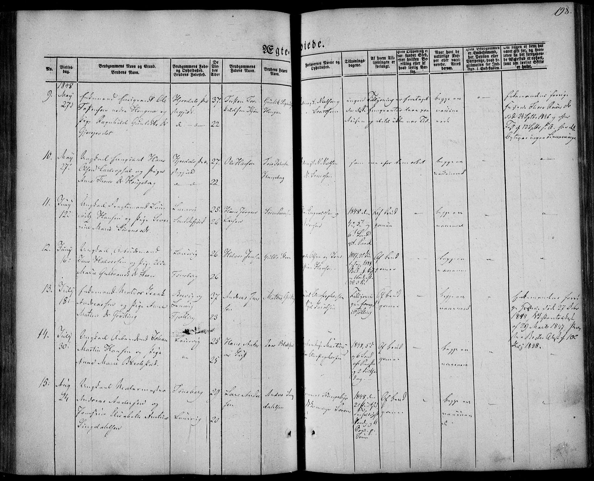 Larvik kirkebøker, AV/SAKO-A-352/F/Fa/L0003: Parish register (official) no. I 3, 1848-1856, p. 198