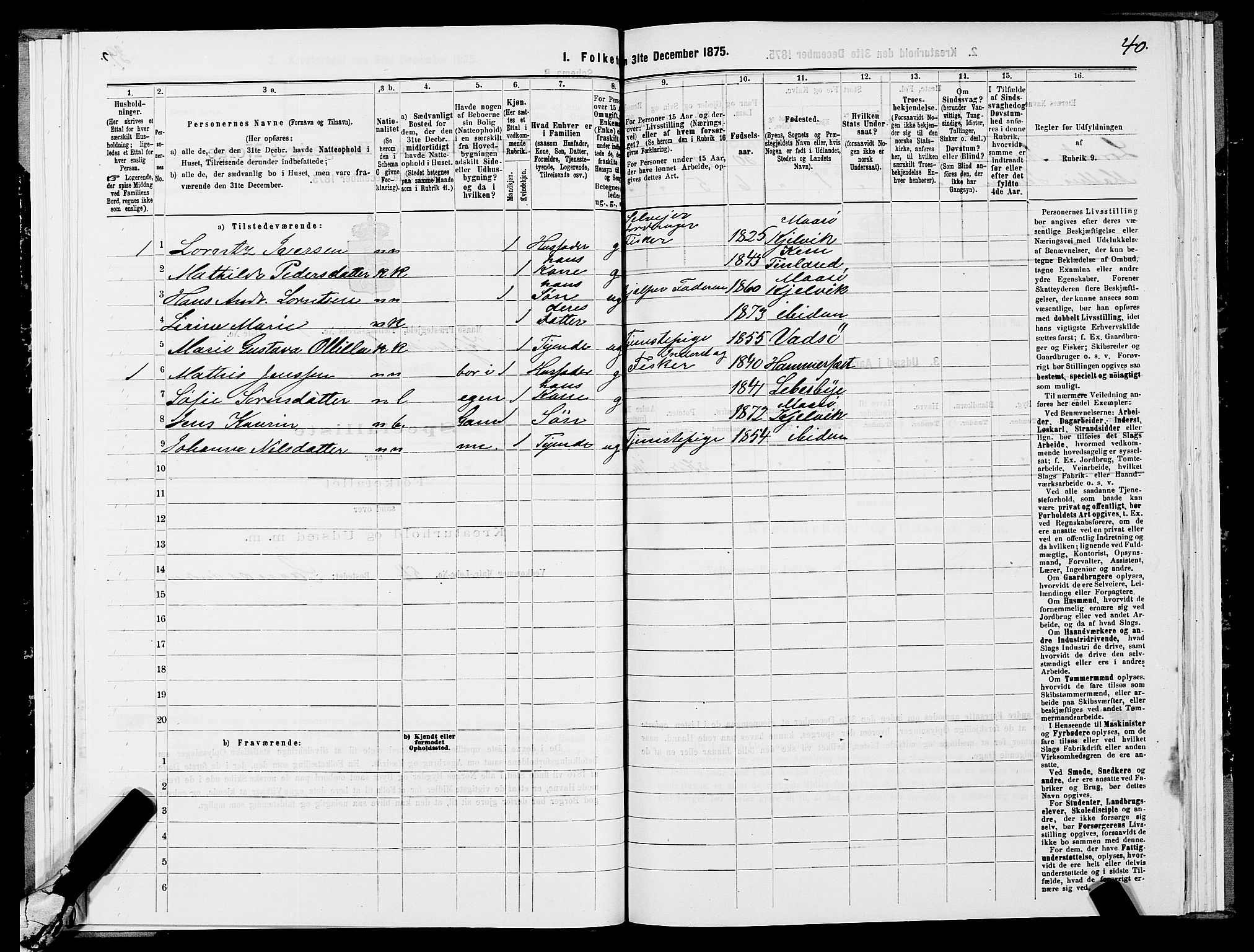 SATØ, 1875 census for 2018P Måsøy, 1875, p. 2040