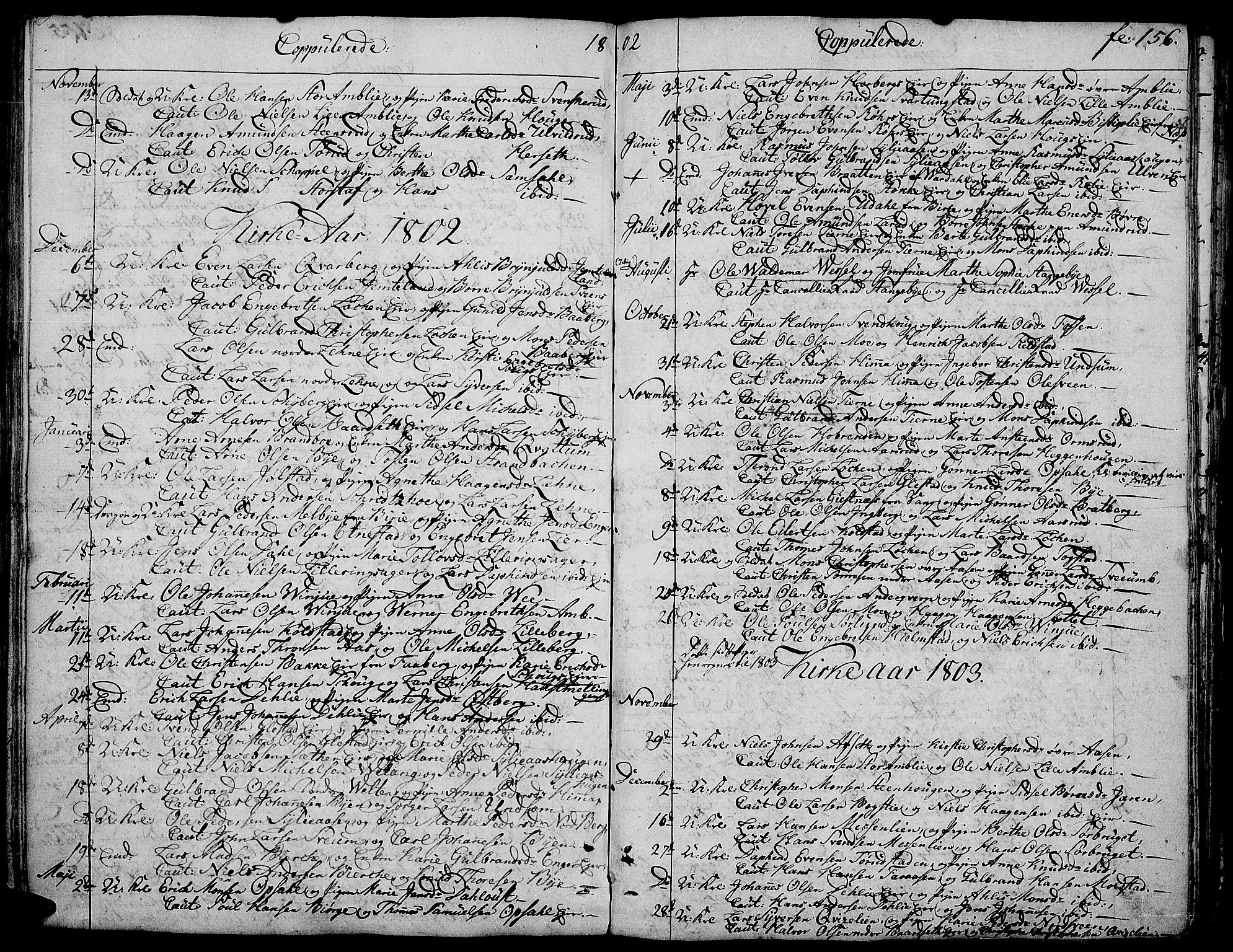 Ringsaker prestekontor, AV/SAH-PREST-014/K/Ka/L0004: Parish register (official) no. 4, 1799-1814, p. 156