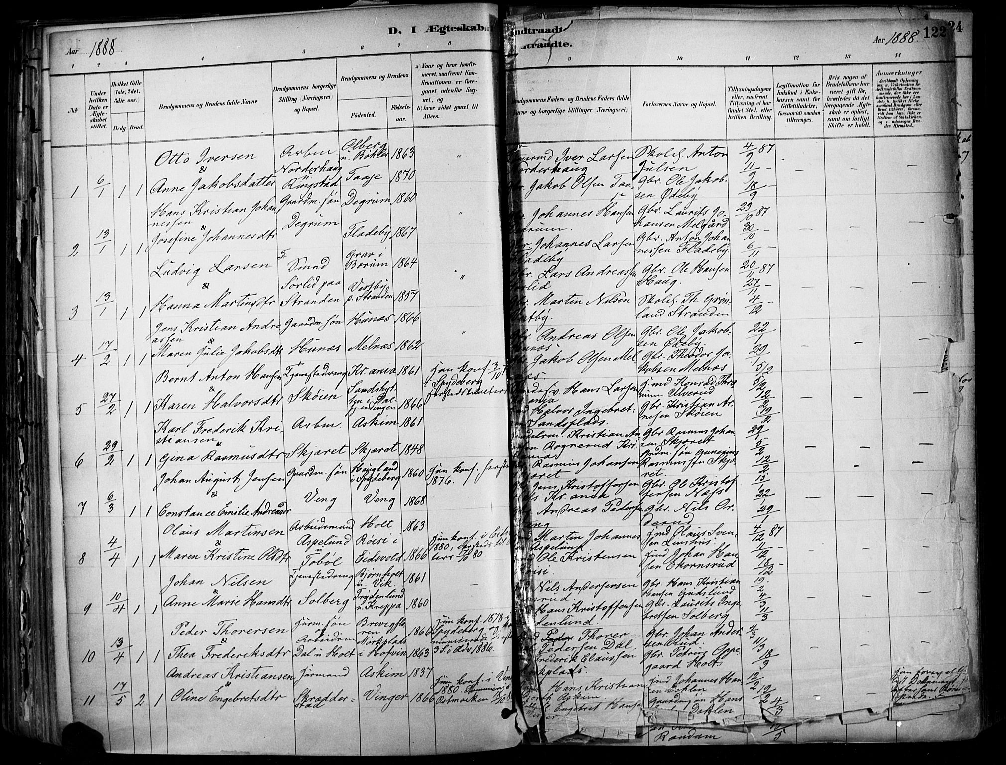 Enebakk prestekontor Kirkebøker, SAO/A-10171c/F/Fa/L0016: Parish register (official) no. I 16, 1883-1898, p. 122