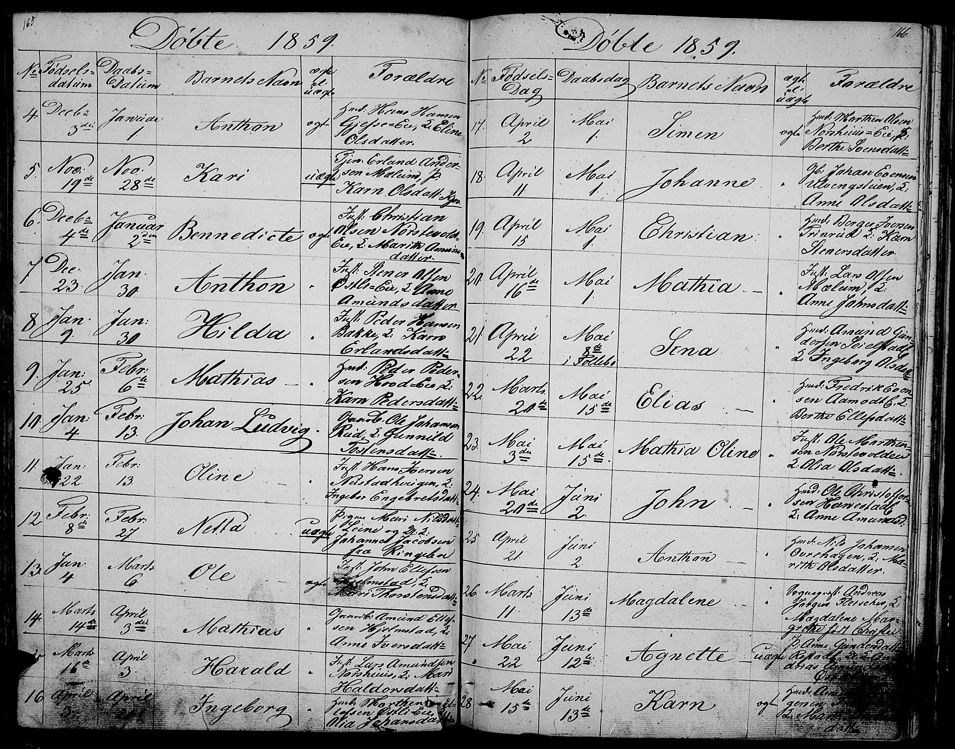 Gausdal prestekontor, SAH/PREST-090/H/Ha/Hab/L0003: Parish register (copy) no. 3, 1829-1864, p. 165-166