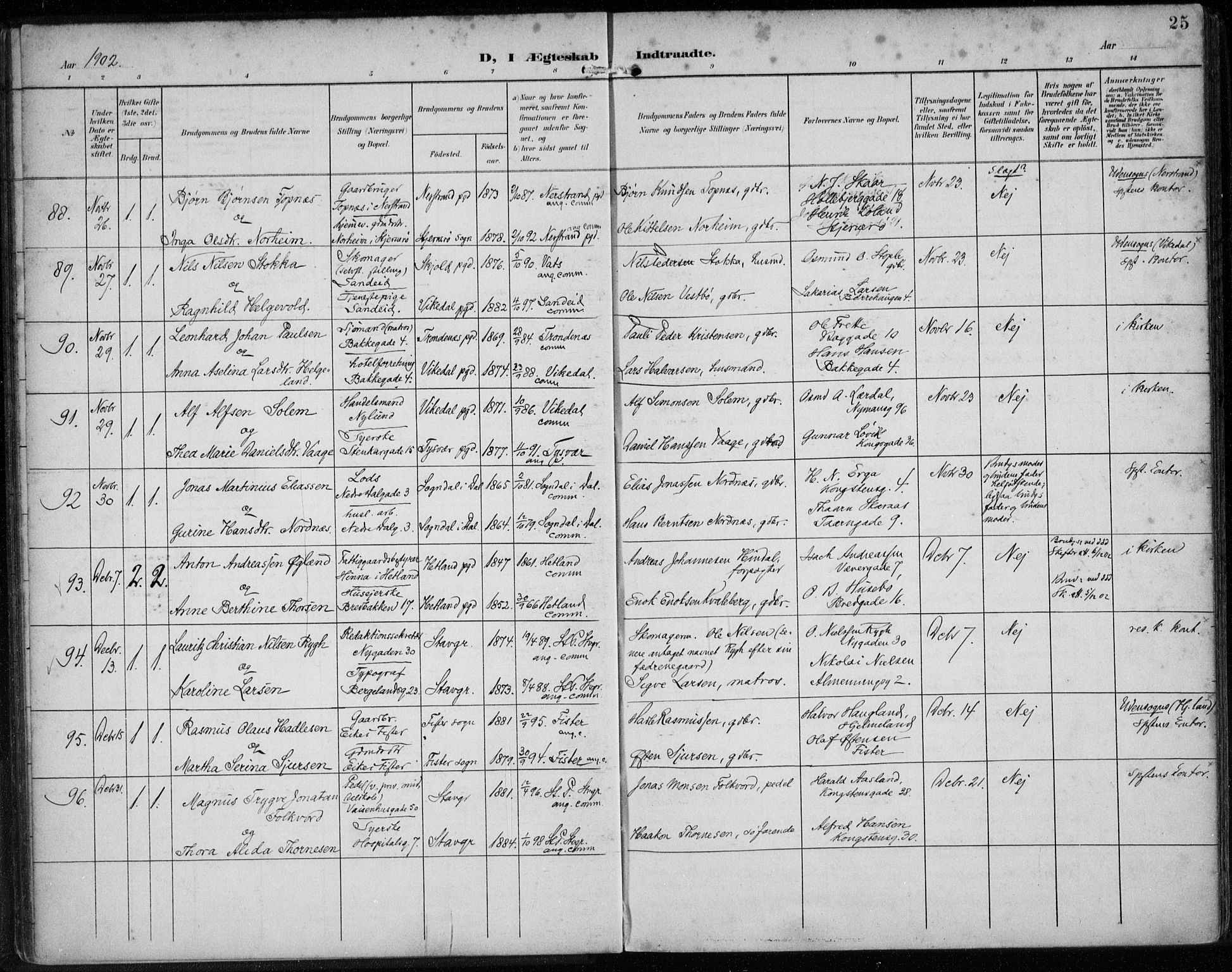 St. Petri sokneprestkontor, AV/SAST-A-101813/002/A/L0003: Parish register (official) no. A 24, 1900-1921, p. 25