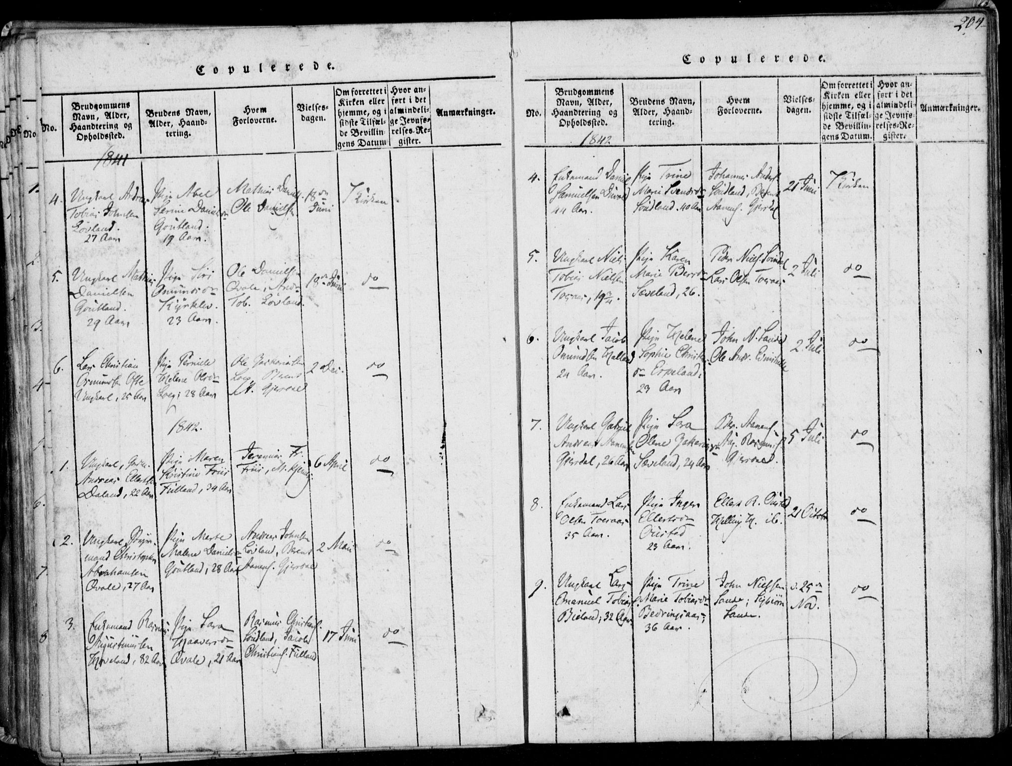 Herad sokneprestkontor, AV/SAK-1111-0018/F/Fa/Faa/L0003: Parish register (official) no. A 3, 1816-1844, p. 204