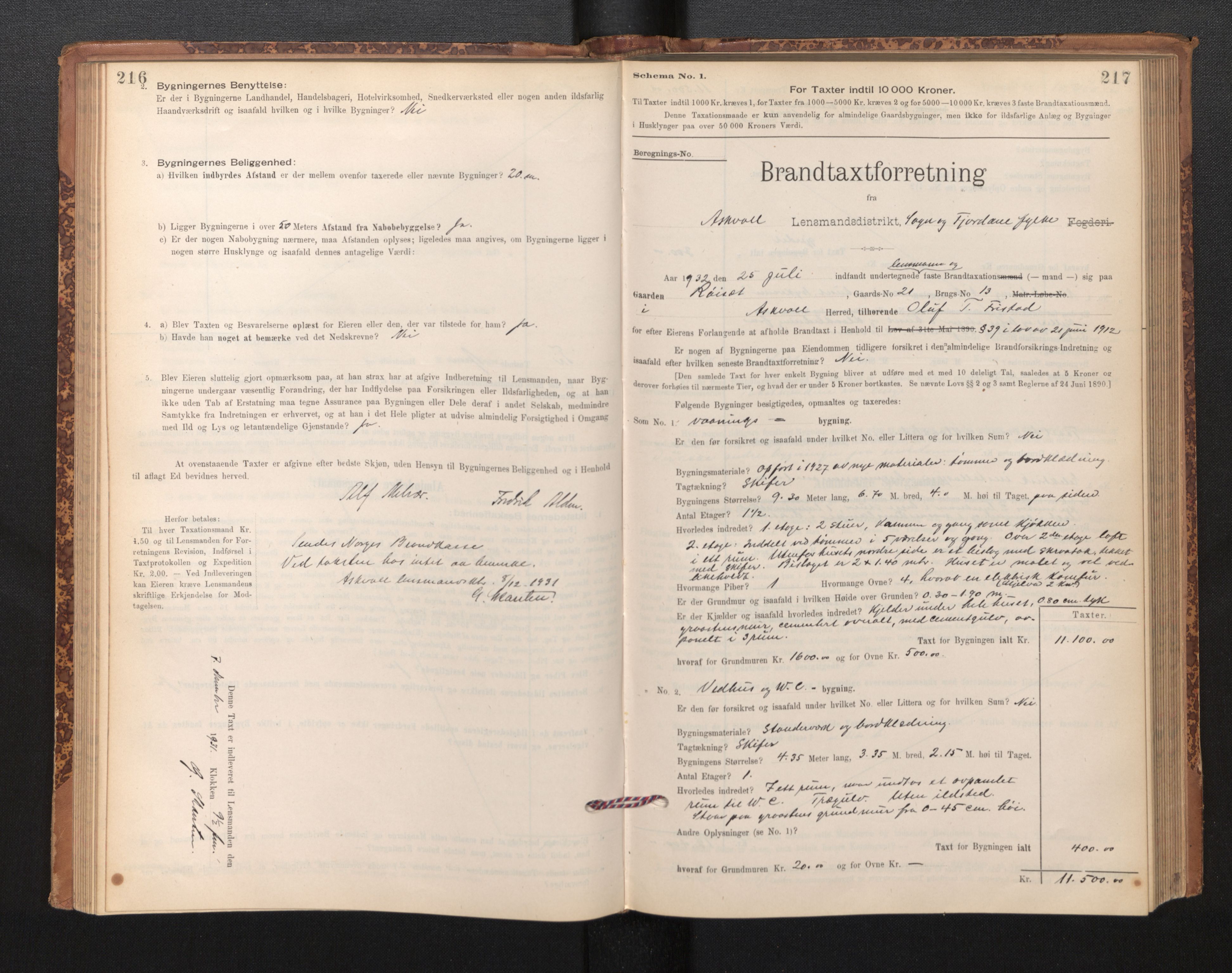 Lensmannen i Askvoll, AV/SAB-A-26301/0012/L0004: Branntakstprotokoll, skjematakst og liste over branntakstmenn, 1895-1932, p. 216-217