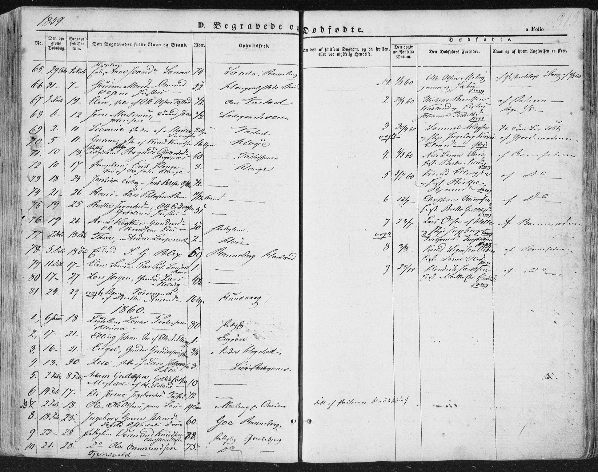 Hetland sokneprestkontor, AV/SAST-A-101826/30/30BA/L0002: Parish register (official) no. A 2, 1849-1869, p. 313