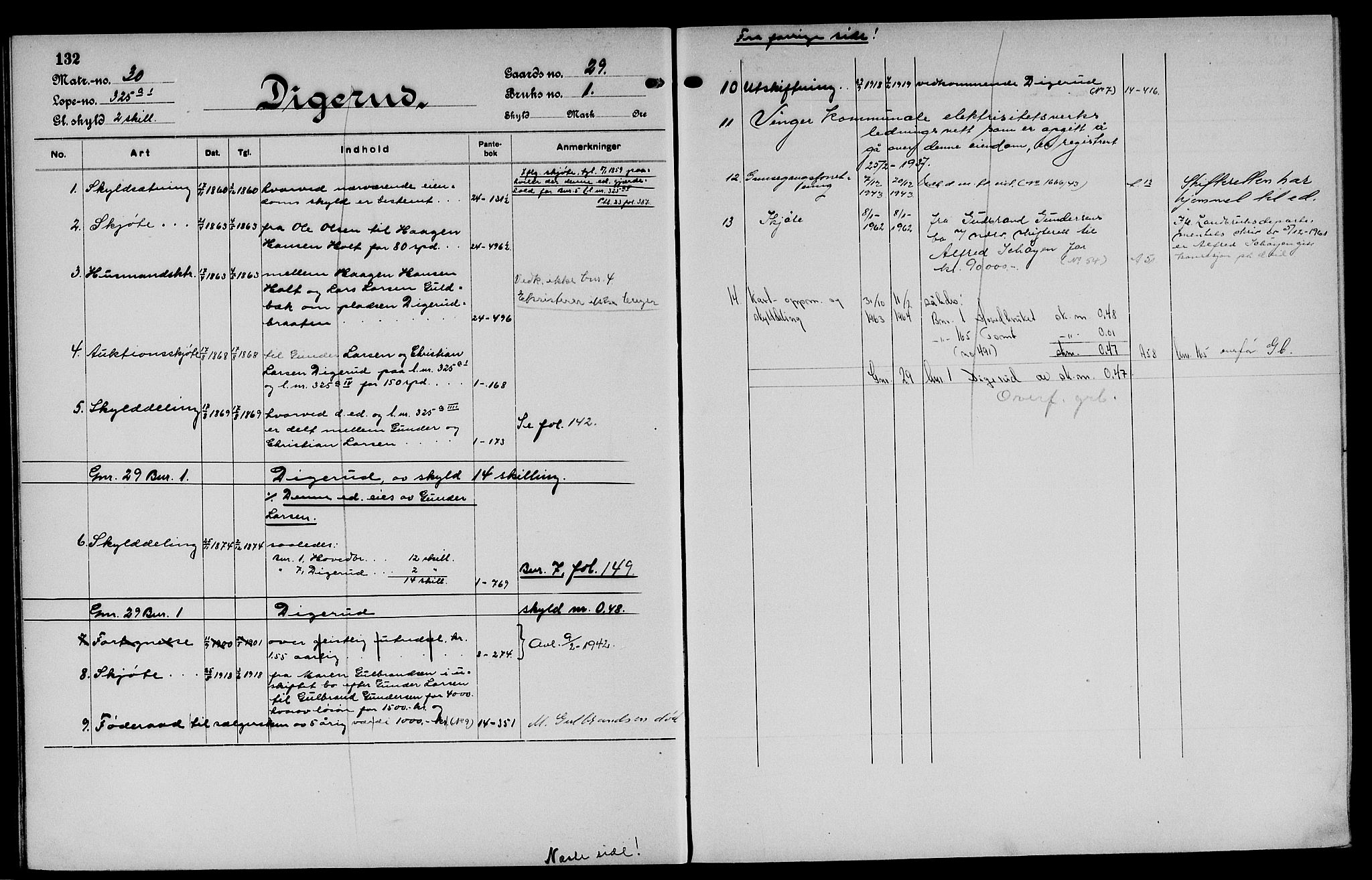 Vinger og Odal sorenskriveri, SAH/TING-022/H/Ha/Hac/Hacc/L0005: Mortgage register no. 3.5, 1923, p. 132