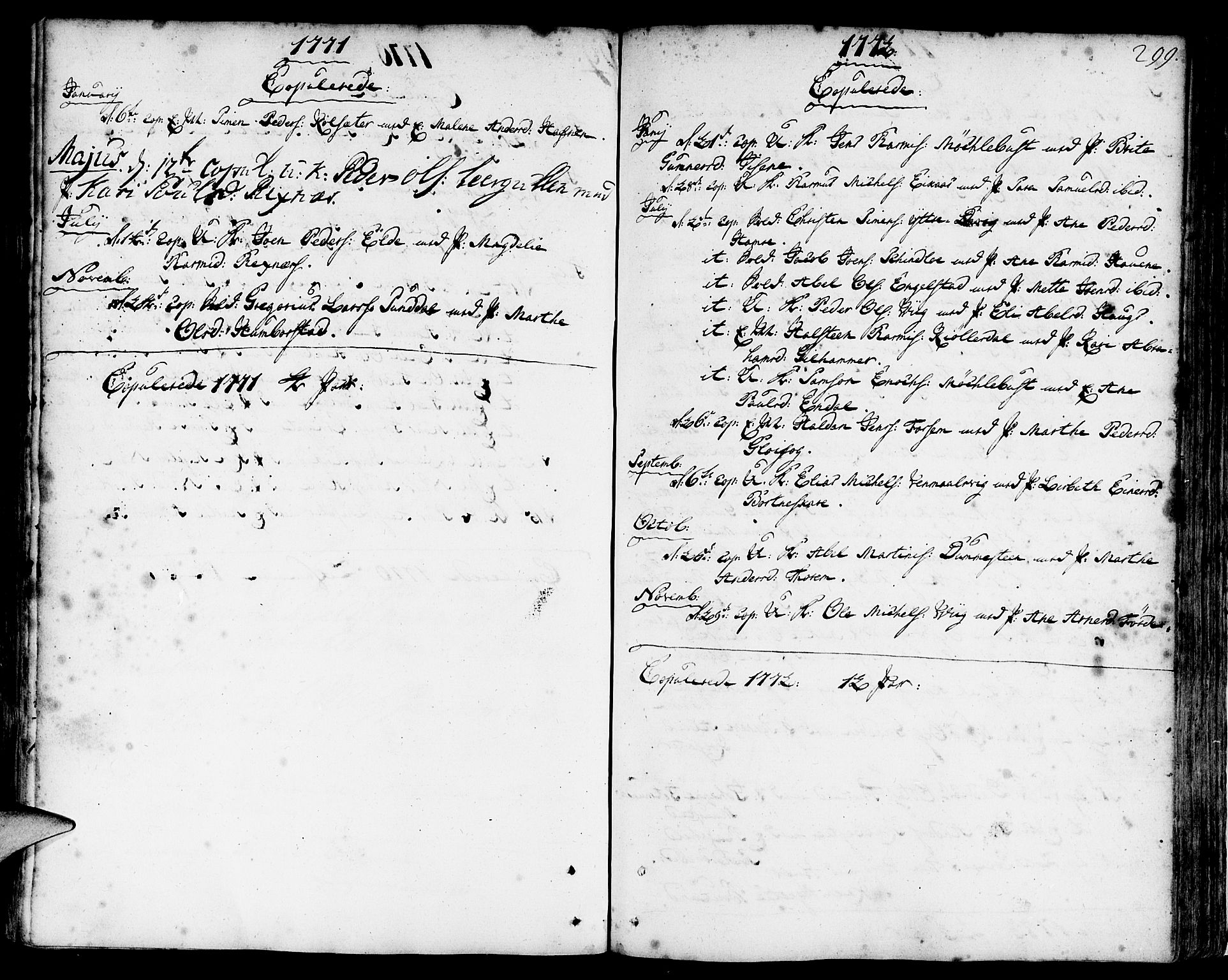 Davik sokneprestembete, SAB/A-79701/H/Haa/Haaa/L0002: Parish register (official) no. A 2, 1742-1816, p. 299