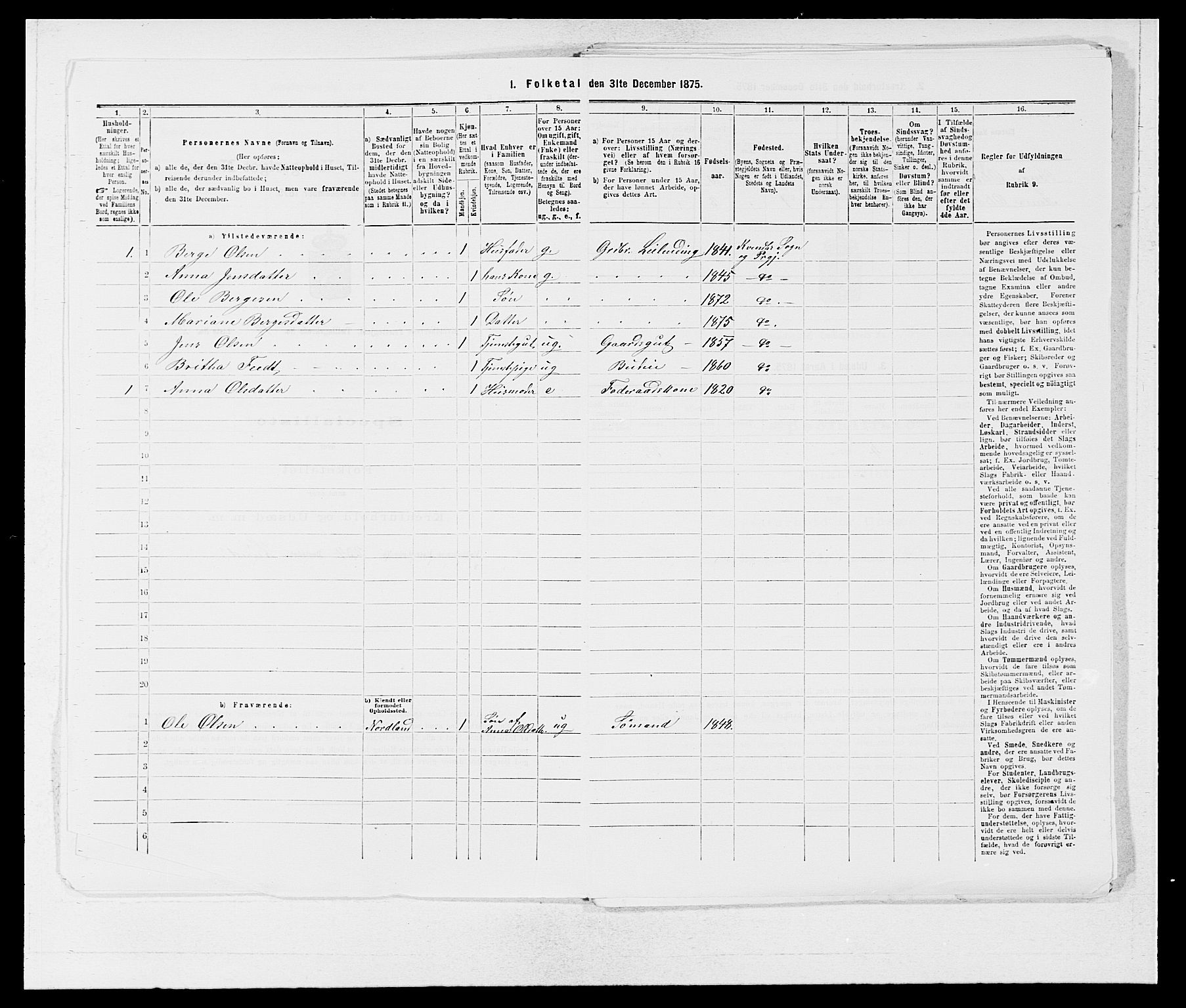 SAB, 1875 census for 1224P Kvinnherad, 1875, p. 888