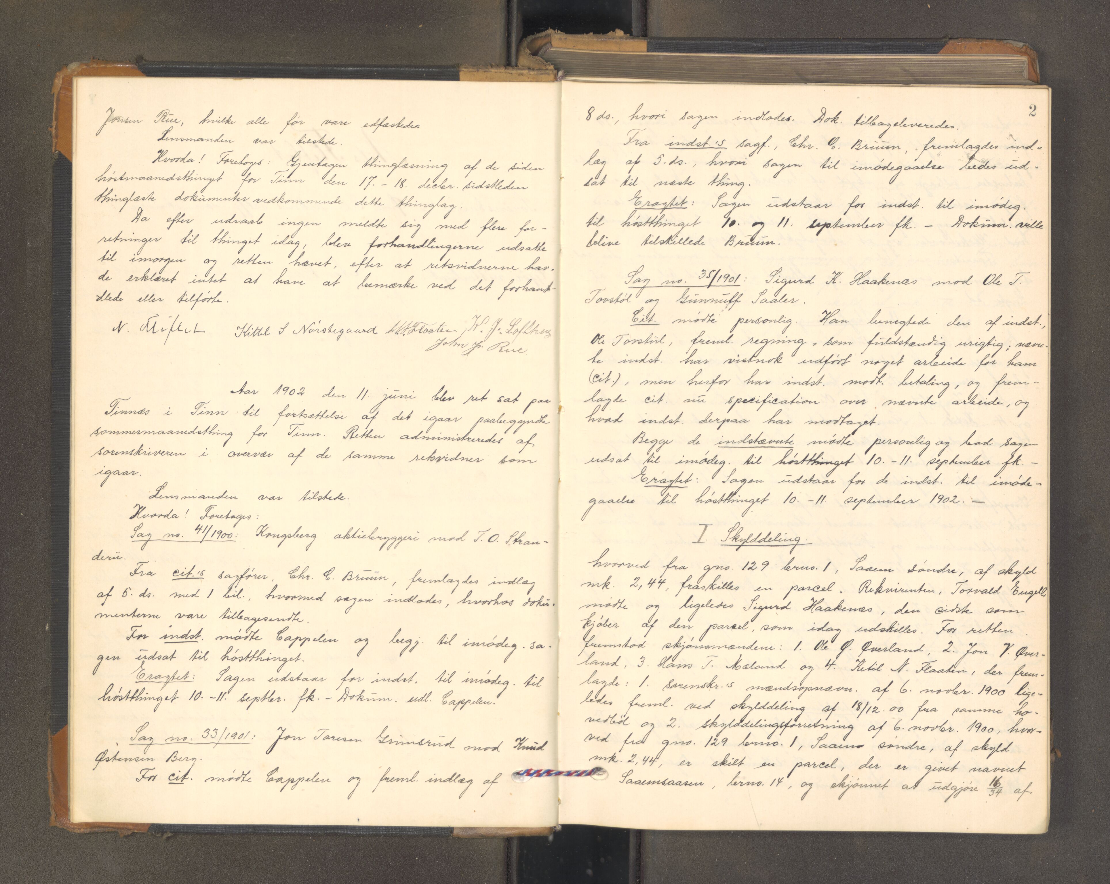 Øvre Telemark østfjelske sorenskriveri, AV/SAKO-A-213/F/Fa/Fab/L0011: Tingbok, 1902-1904, p. 1b-2a